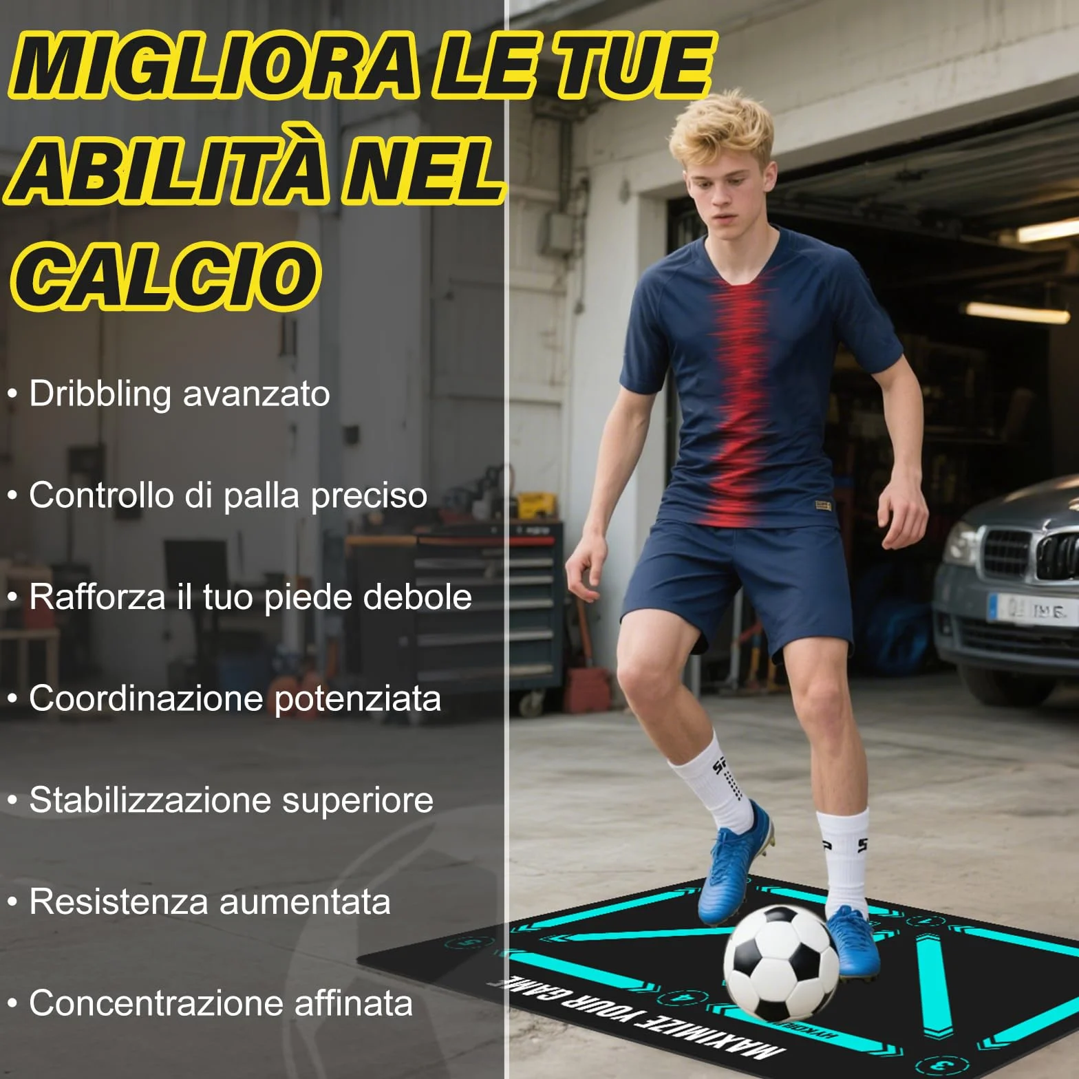 Tappeto Calcio Allenamento con Video Inclusi Tappetino Agilità Accessorio Regalo Bambini
