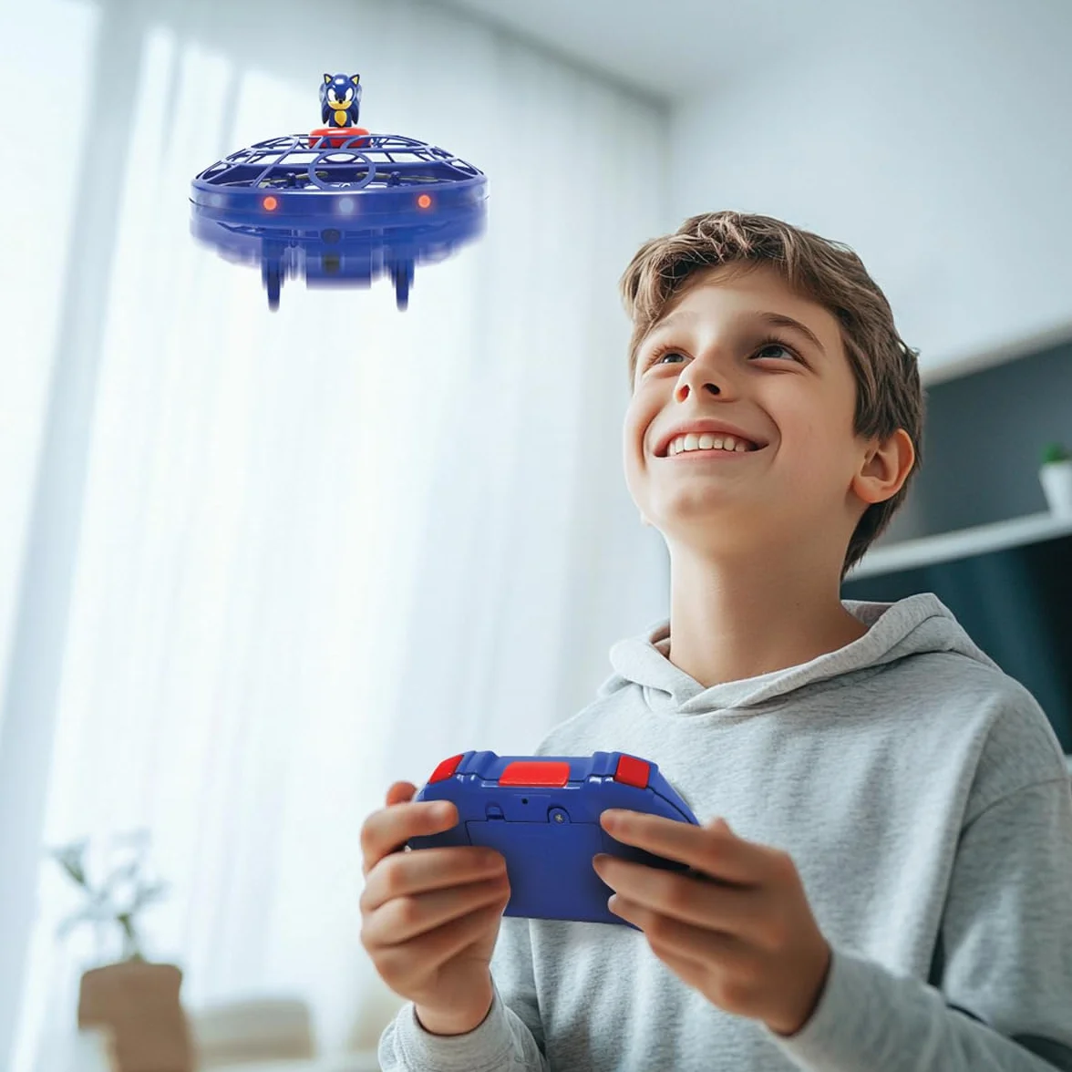 Lexibook, RC UFO Flying Sonic con luci e controllo gestuale, controllo a mani libere con batteria ricaricabile, Blu, UFOSN