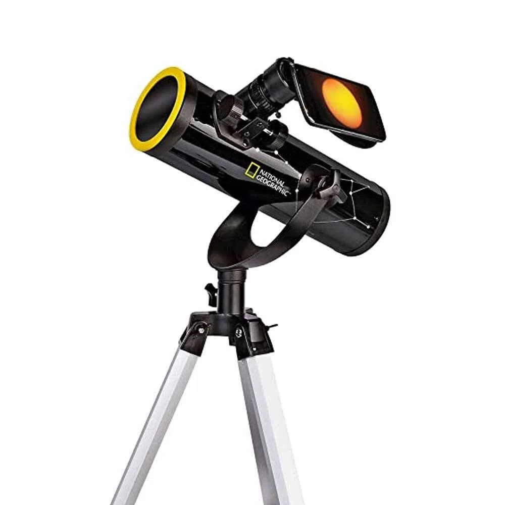 National Geographic 9012000 Telescopio 76/350 con Filtro Solare e Supporto per Smartphone