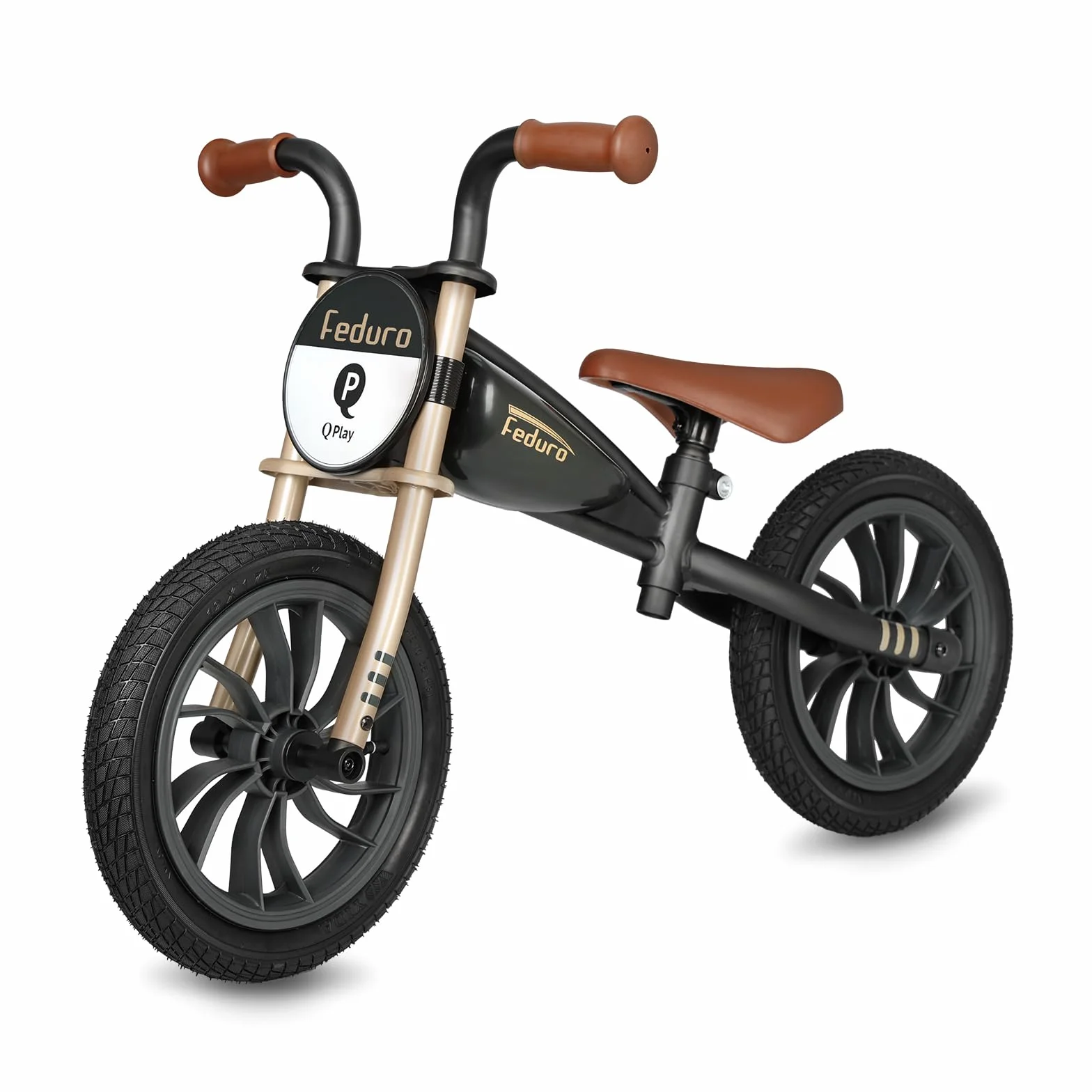 QPLAY Balance Bike Feduro Bicicletta senza pedali per bambini da 3 a 6 anni, bici d'equilibrio con sella regolabile in altezza, ruote da 12 pollici a camera d'aria all terrain, fino 30 kg