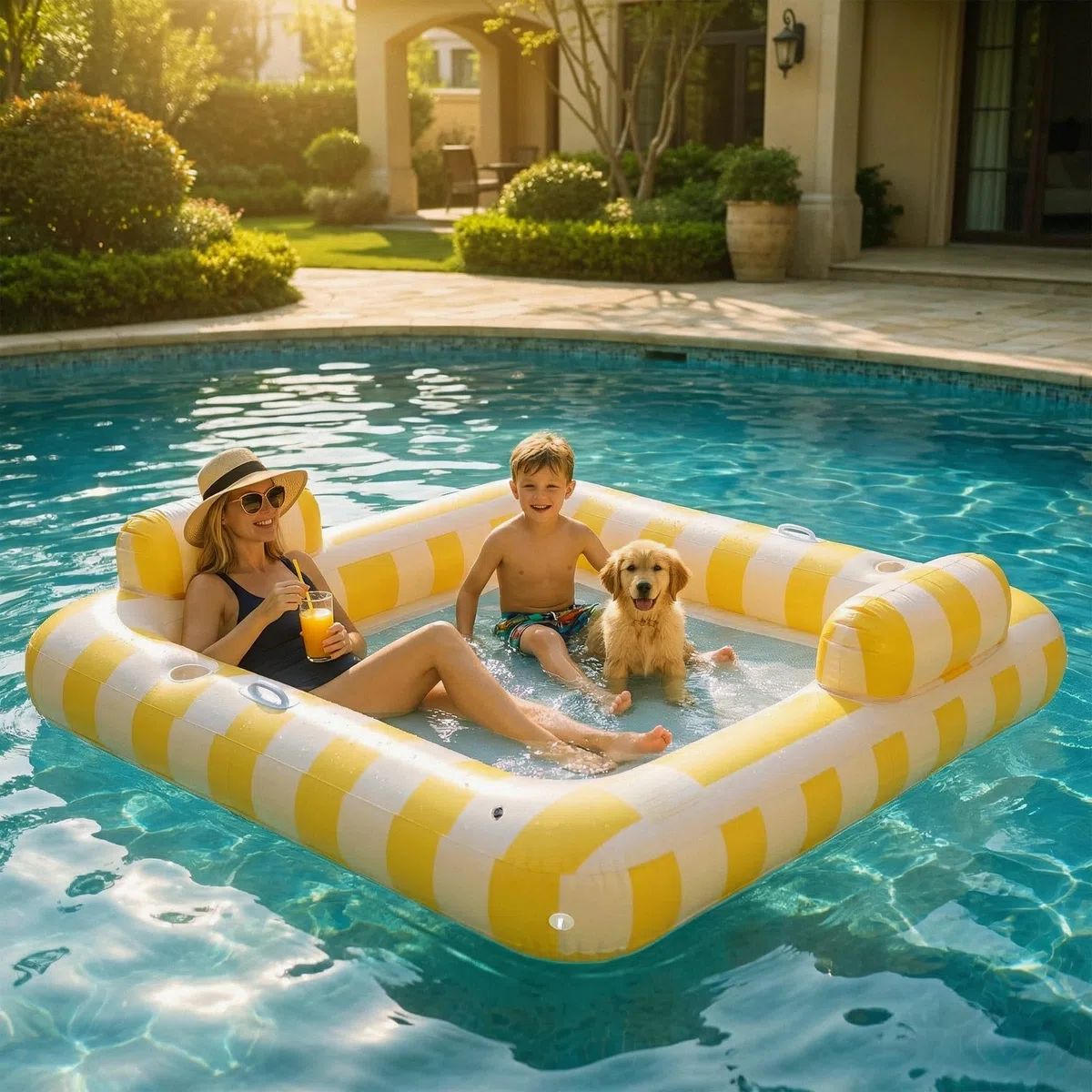 Float Joy Materasso Gonfiabile Gigante 190x170 cm per 2 Persone con Portabicchieri