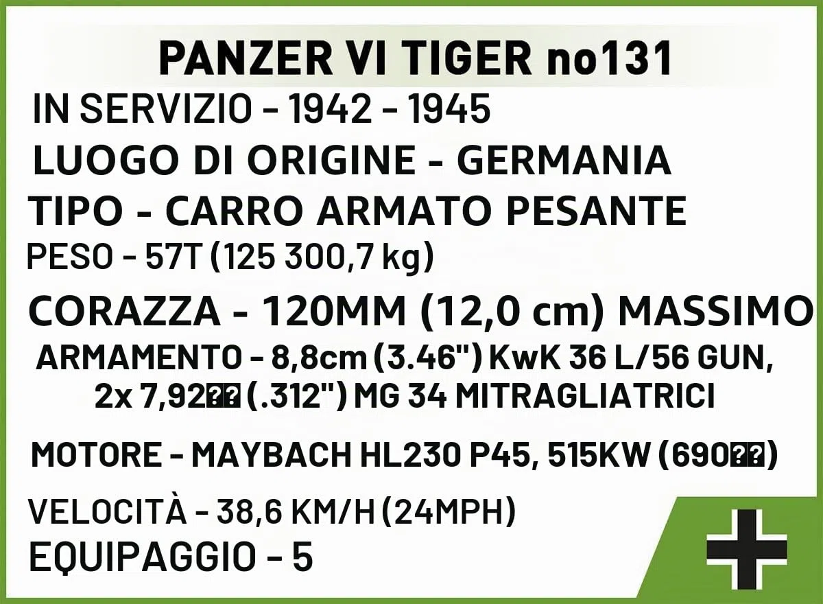 Cobi 2588 Panzer VI Tiger I no 131 The Tank Museum