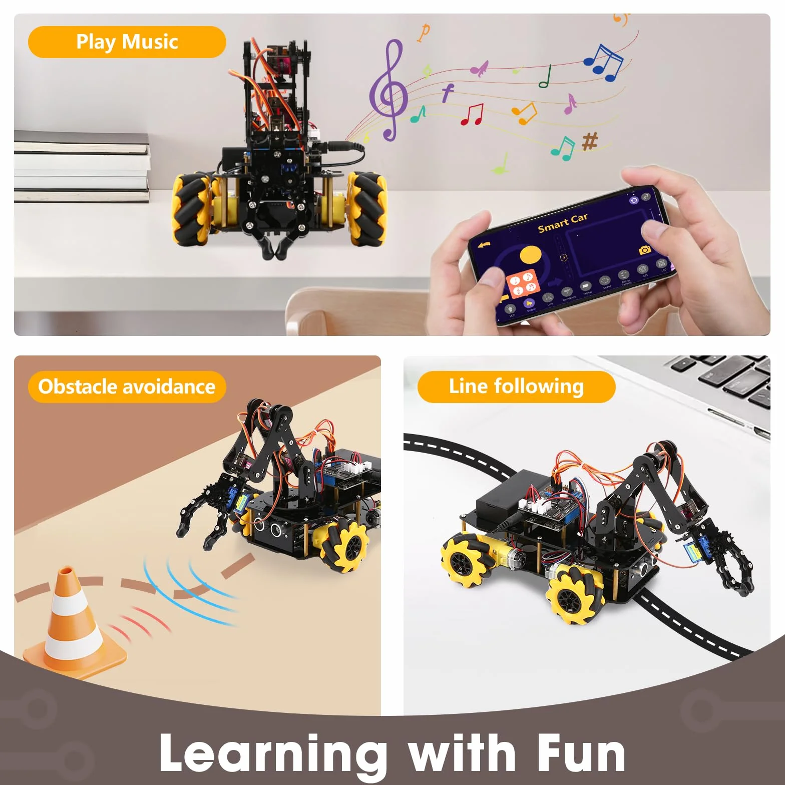 Robotica per bambini dai 8 ai 12 anni, kit di costruzione di auto con braccio robotico intelligente a 5DOF, giocattolo STEM, regalo per ragazzi/adolescenti/adulti, codifica ESP32-Arduino/Python, app e