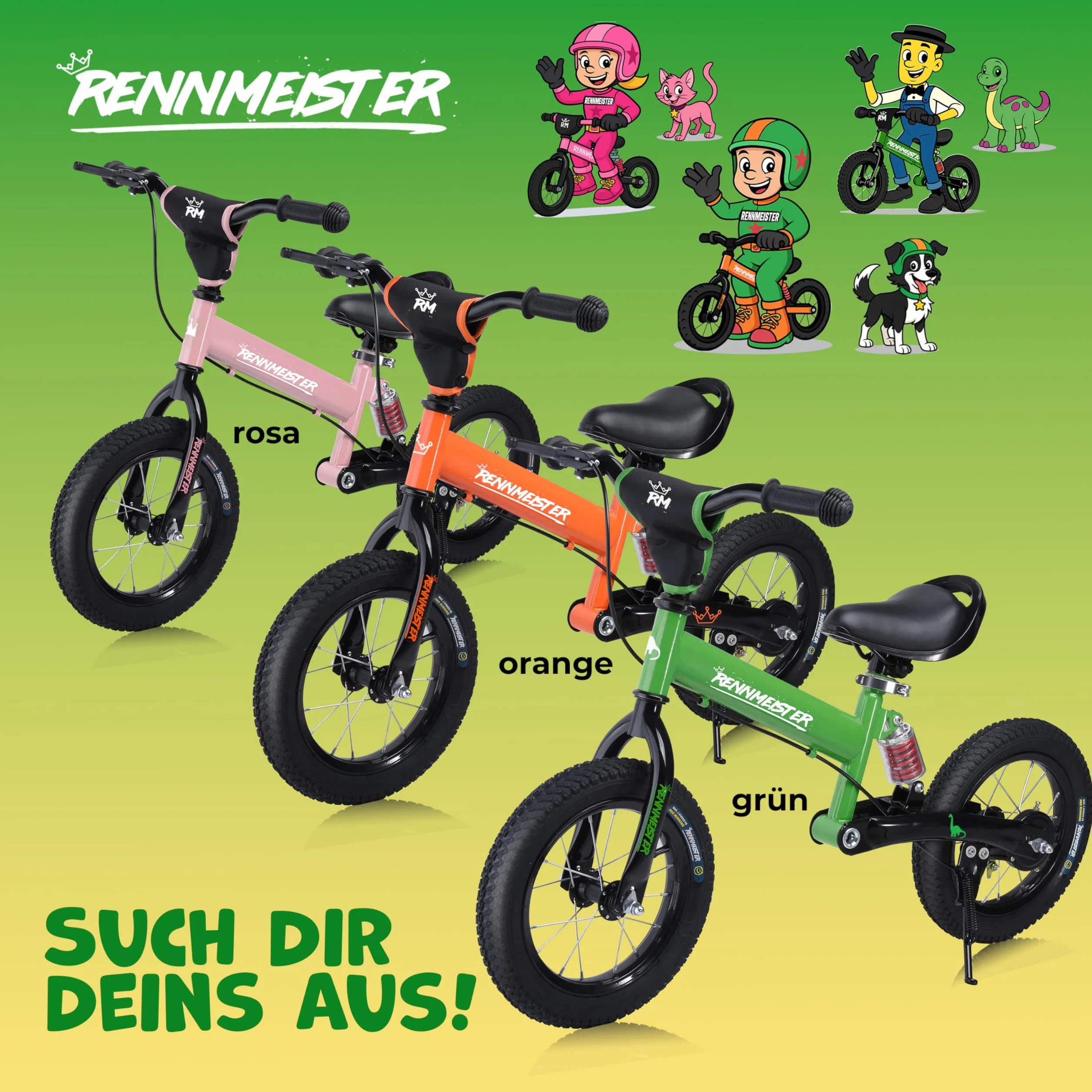 Bici per bambini da 2 Anni Ruota Apprendimento Freno Protezione dagli Urti Max Carico 50 kg Impugnature in Gomma, Fuchsia