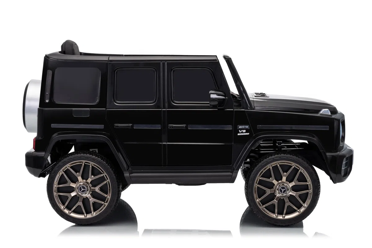 FINOOS Mercedes G63 AMG auto elettrica per bambini con telecomando, sedile in pelle, nero