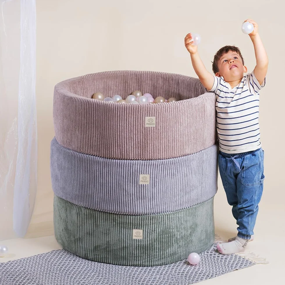 MISIOO Bagno di palline per bambini, 90 x 30 cm, con 300 palline, materiale premium, fodera rimovibile, lavabile a mano a 30 gradi, perfetto per bambini da 1 a 3 anni, bagno di palline, divertimento
