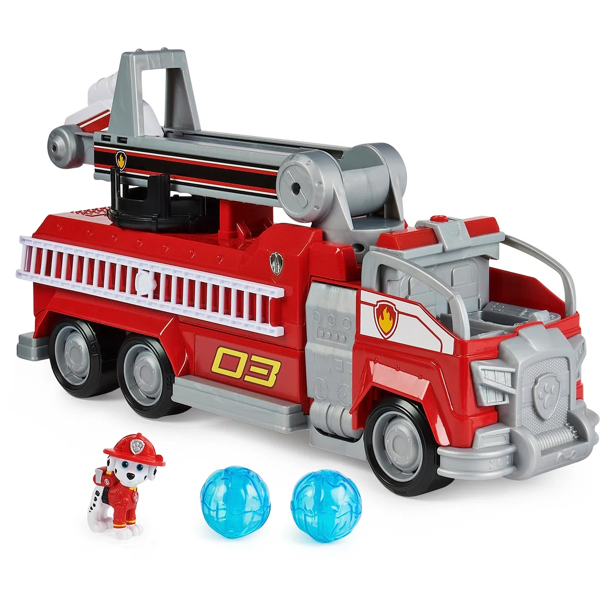 Paw Patrol Marshall's Transforming Fire Truck with Ladder Lights Sounds Collectible Action Figure Toys for Kids Ages 3+