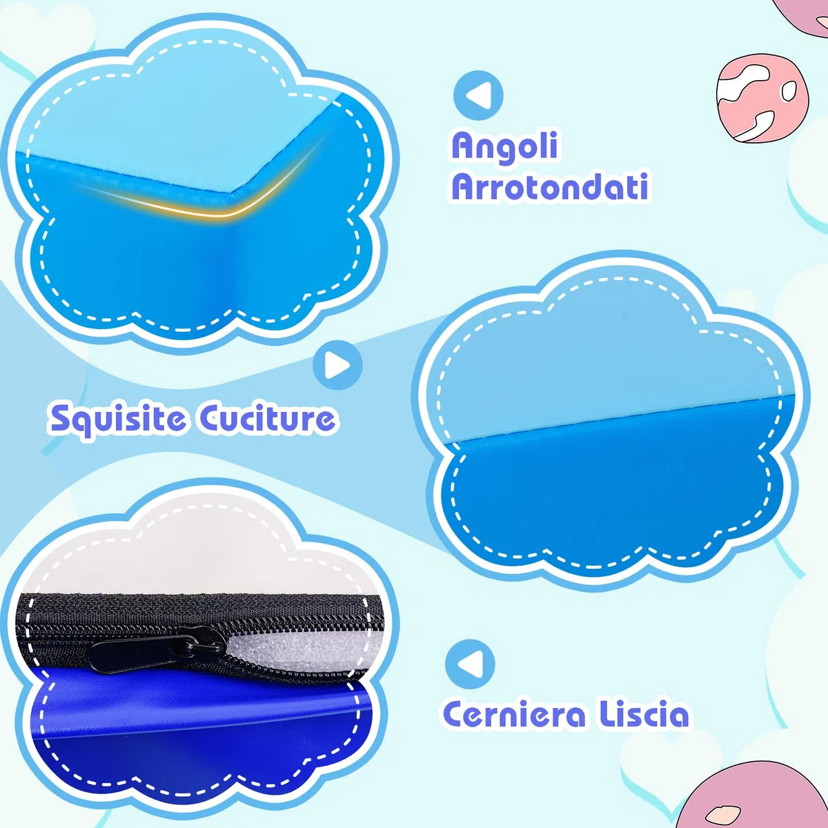 RELAX4LIFE Set di 6 Blocchi per Bambini in Schiuma Morbida, Centro di Attività (Blu)