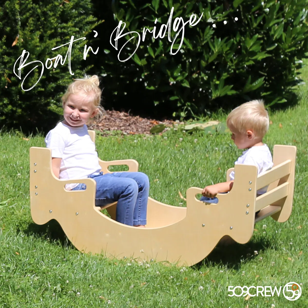Montessori Wooden Rocker Teeter Totter for 2 Kids, Natural Plywood