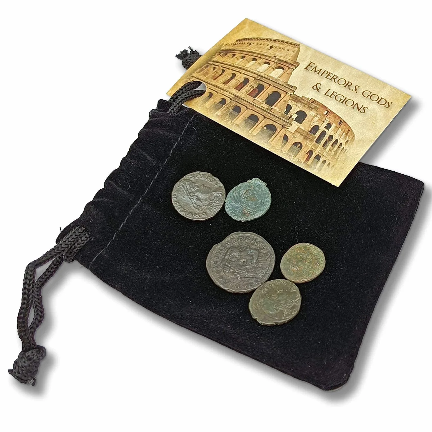 IMPACTO COLECCIONABLES | Autentiche Monete Romane Antiche 300–400 d.C. | Collezione dell’Impero con Imperatori, dei e Legioni | Selezionate da Esperti e Presentate in Sacchetto di Velluto
