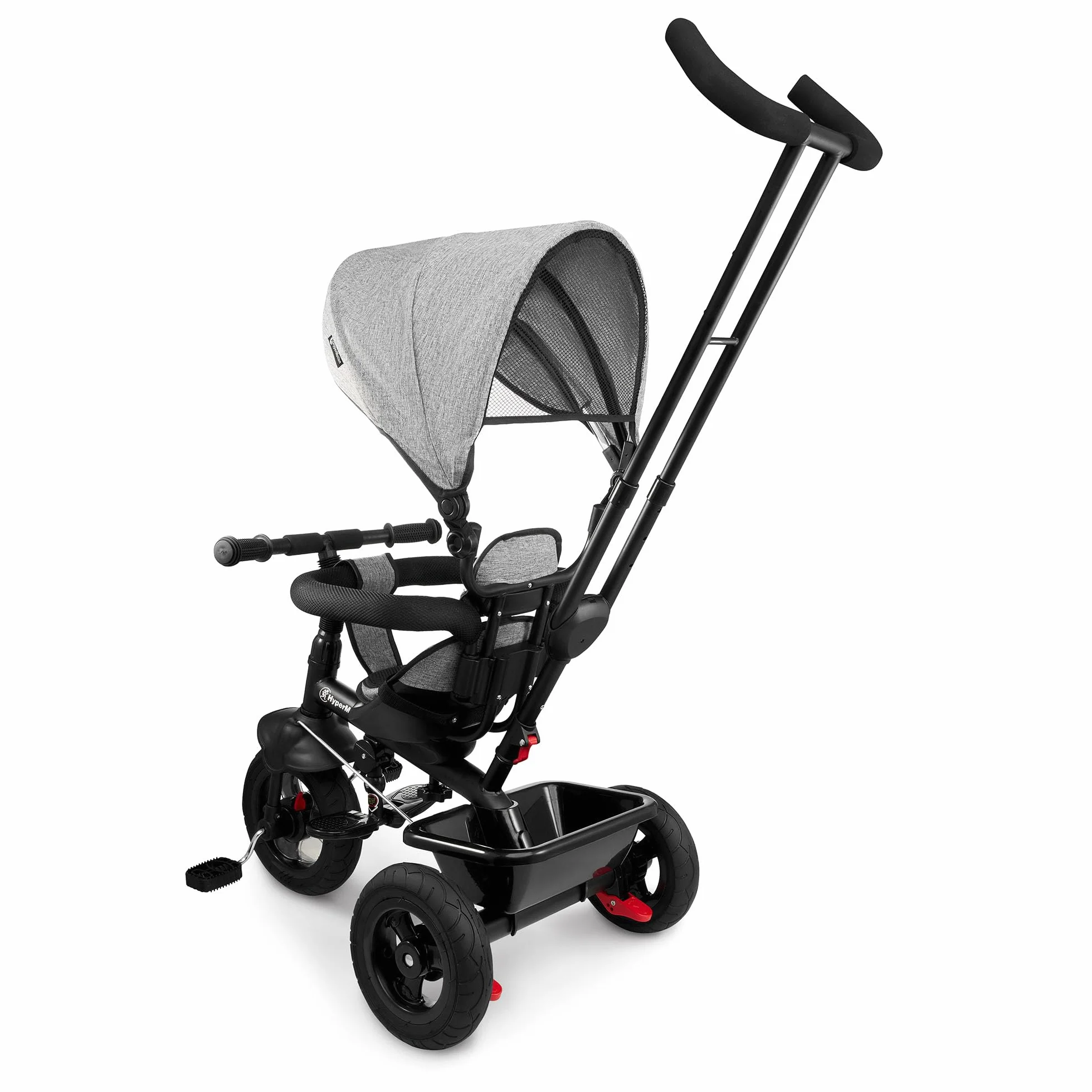 HyperMotion Triciclo Pieghevole per Bambini 1-4 Anni con Manubrio per Genitori - Bicicletta Evolutiva fino a 20kg - Monopattino Bambino Regolabile con Struttura Ergonomica, Grigio