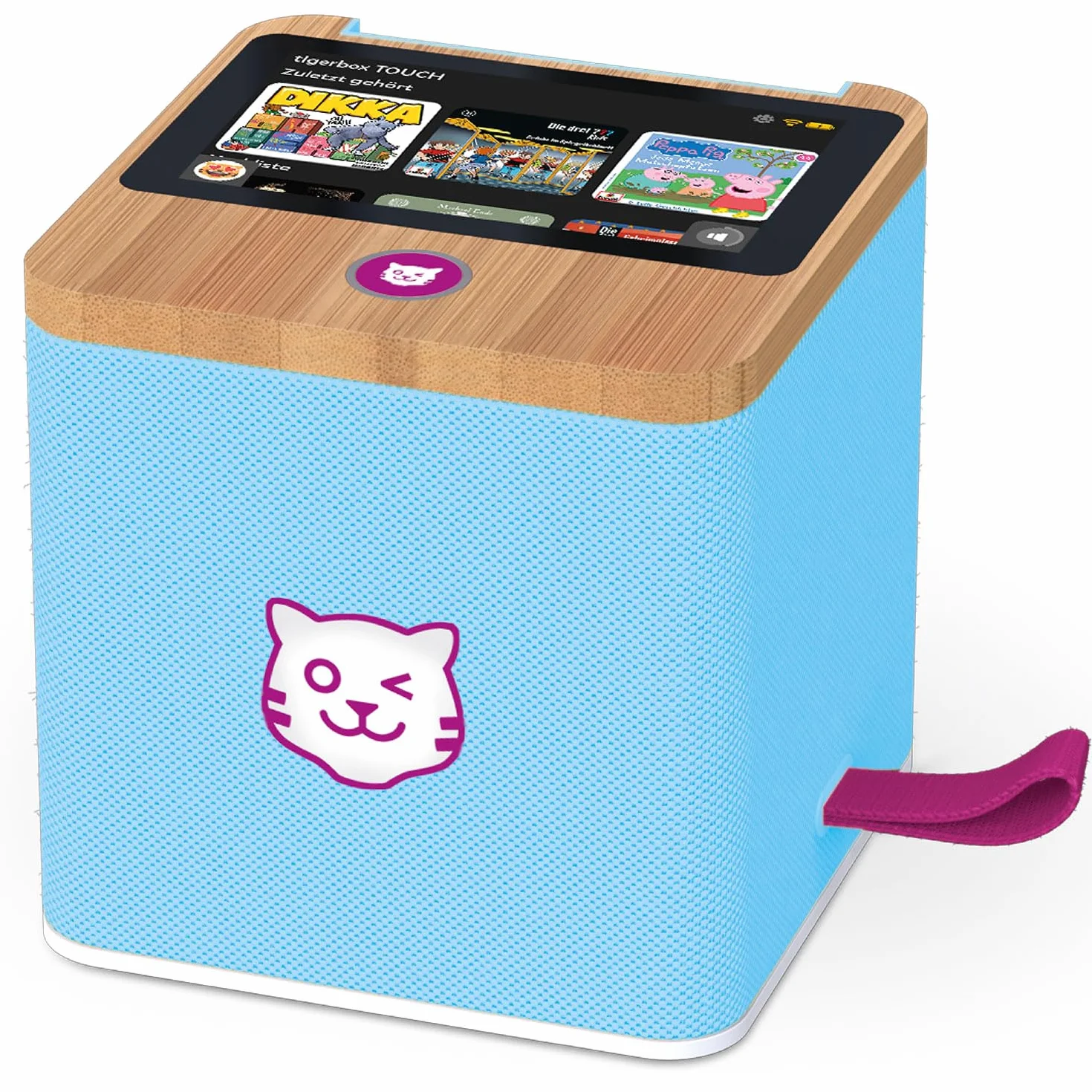 tigermedia tigerbox Touch Plus Miami Sky Azzurro | Audio Stereo per Bambini | Display Touch a Colori | con Luce Notturna | Connettore Cuffie Bluetooth | Batteria Extra Potente