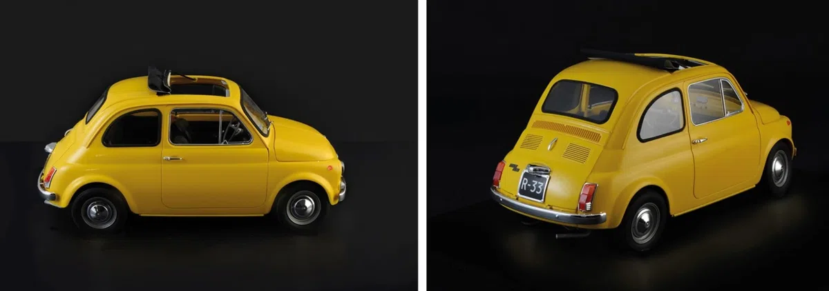 Italeri 4715 1:12 FIAT 500 F Upgraded Edition – modellismo, kit da costruzione, modellismo da pavimento, fai da te, hobby, incollaggio, kit in plastica, fedele ai dettagli, non verniciato