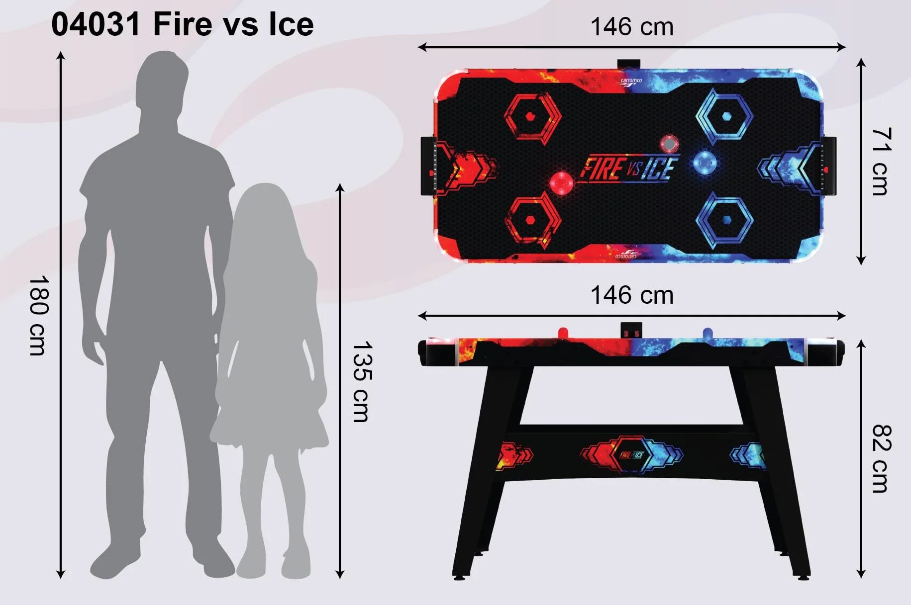 Carromco Airhockey Fire Vs Ice Air Hockey Nero Taglia Unica