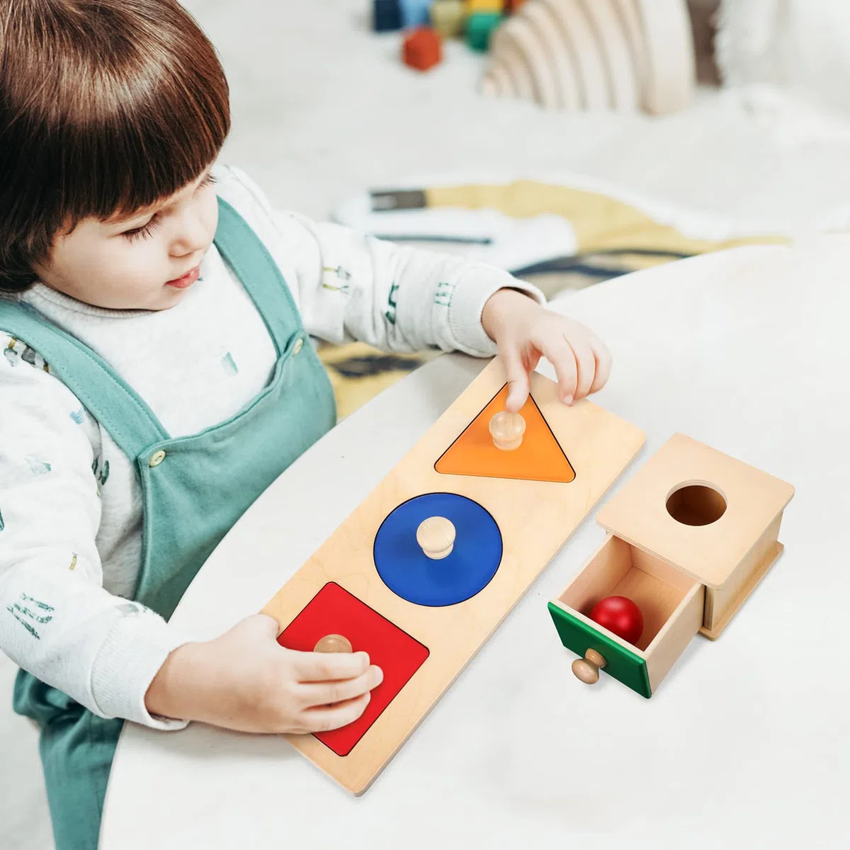 Toddmomy Montessori Oggetti Scatola di Permanenza Palla Drop Giocattoli in Legno per Bambini