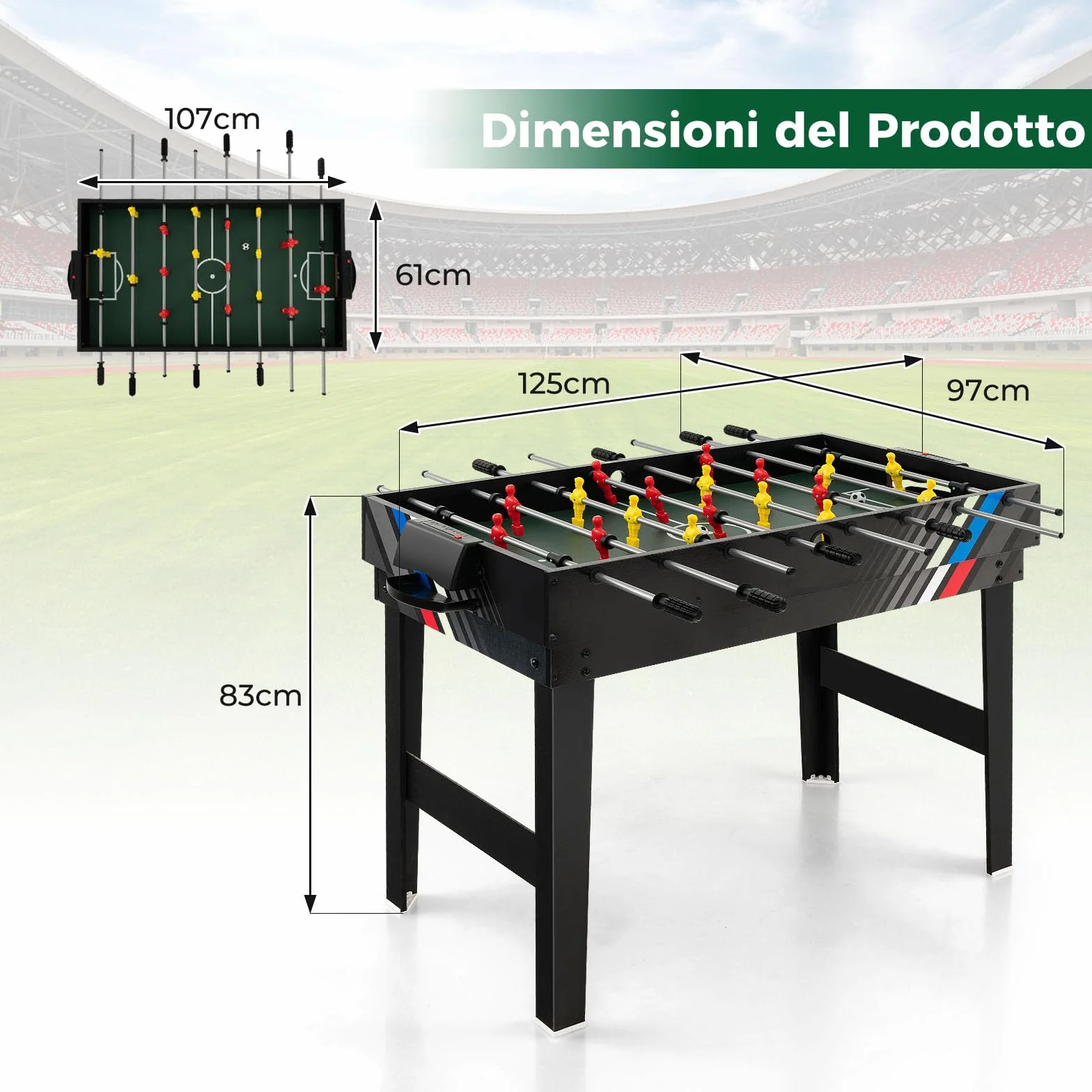 RELAX4LIFE 4 in 1 Tavolo Multigioco con Calcio Balilla, Biliardino, Ping pong e Hockey ad Aria, per Bambini e Adulti, Casa Ufficio Bar, 125x97x83 cm