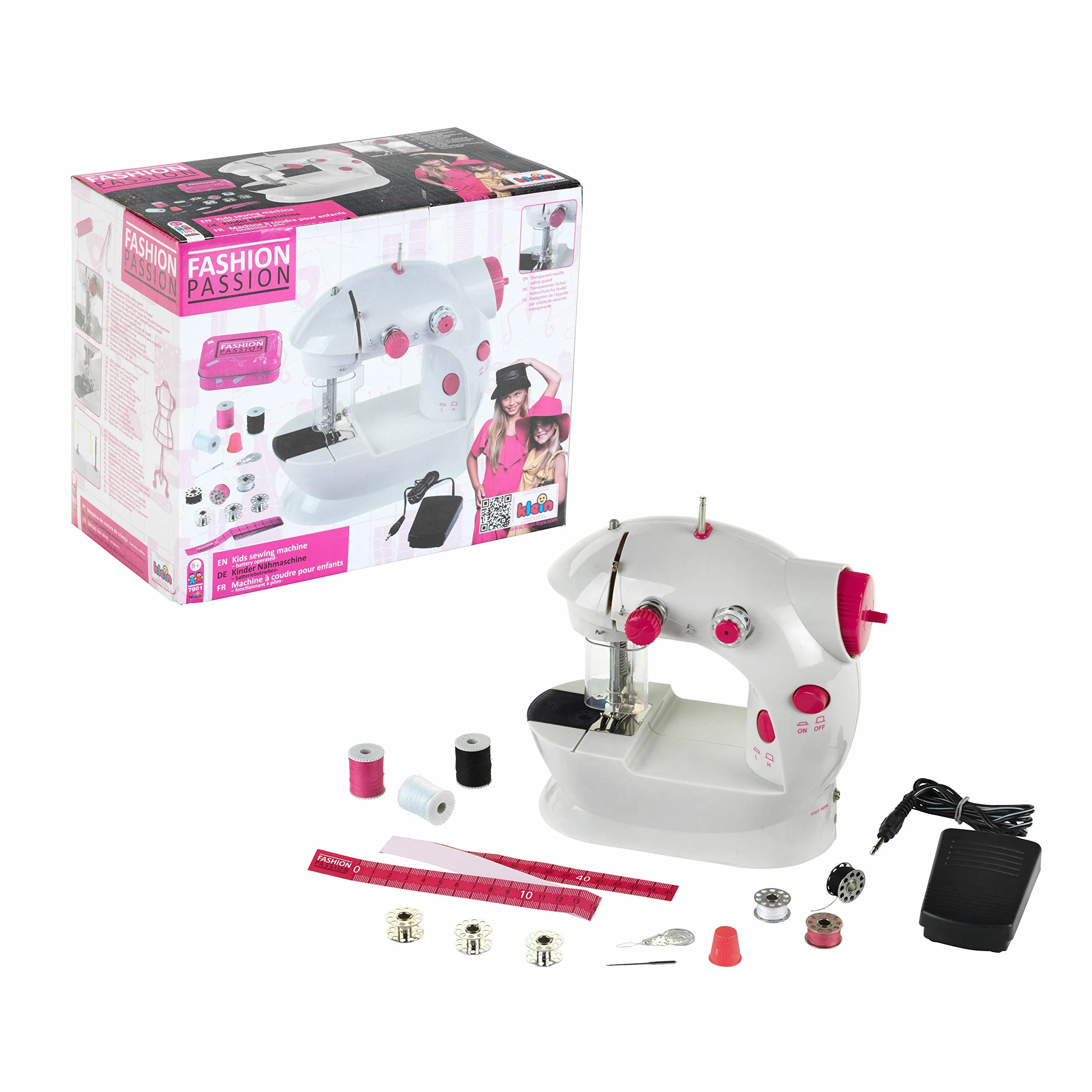 Theo Klein 7901 Macchina da cucire per bambini Fashion Passion, Con pedale, 2 livelli di velocità e tanti accessori, Giocattolo per bambini a partire dagli 8 anni di età