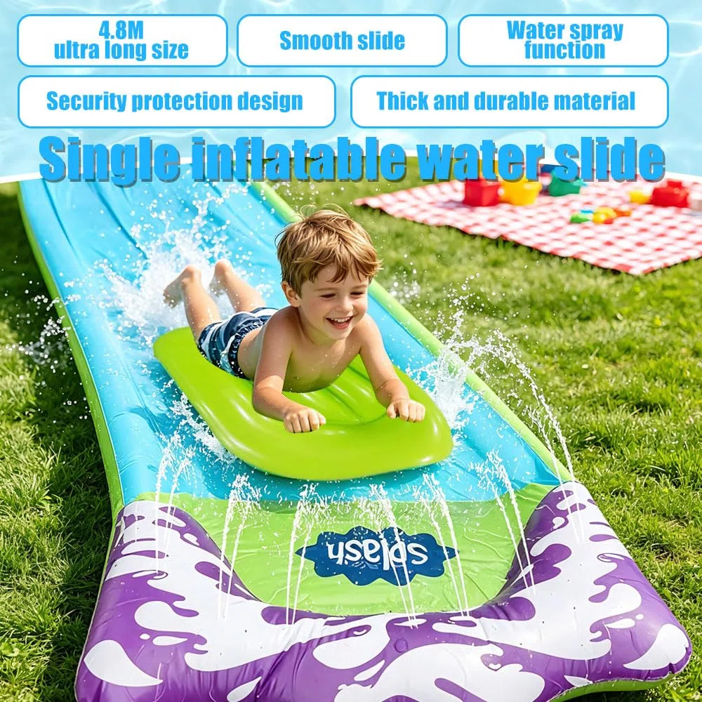 Tappeto Scivolo Acqua Piscina 480x70cm per Prato con Bodyboard, Irrigazione per Feste Estive