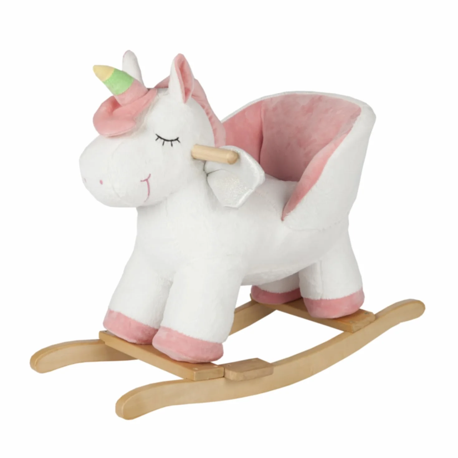 Unicorno a Dondolo Bianco, Morbido Peluche Cavalcabile per i Bambini Più Piccoli