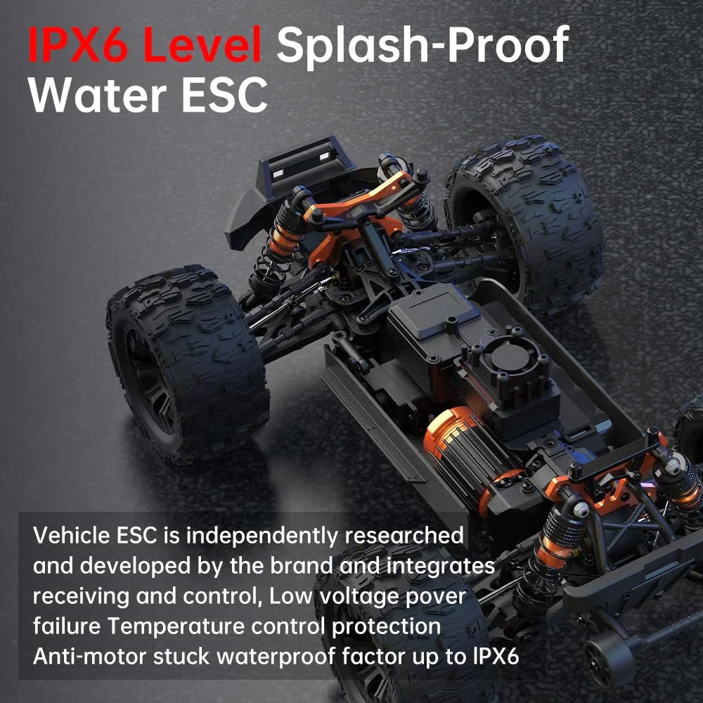 X-Verse 1:14 100 KM/H Macchina Telecomandata Professionale, 4WD Impermeabile Auto Telecomando Motore Brushless, 2,4 GHz All Terrain Offroad RC Truck Truggy per adulti-3 batterie (Giallo)