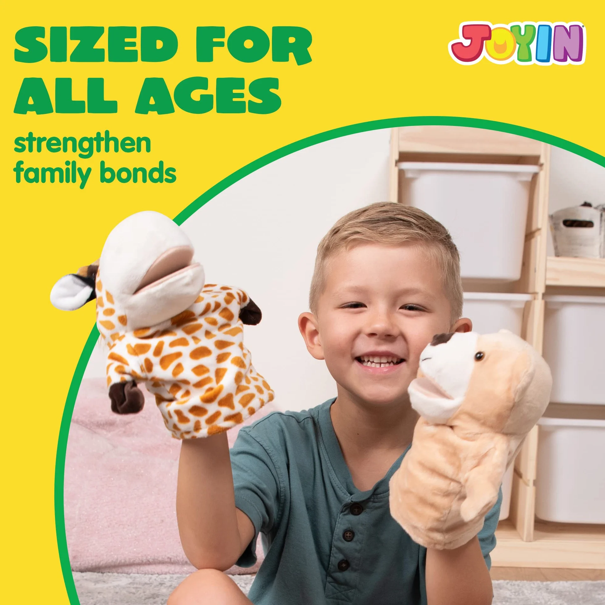 JOYIN Zoo amici Burattini di animali da mano con peluche a bocca aperta mobile (confezione da 6) per giochi fantasiosi