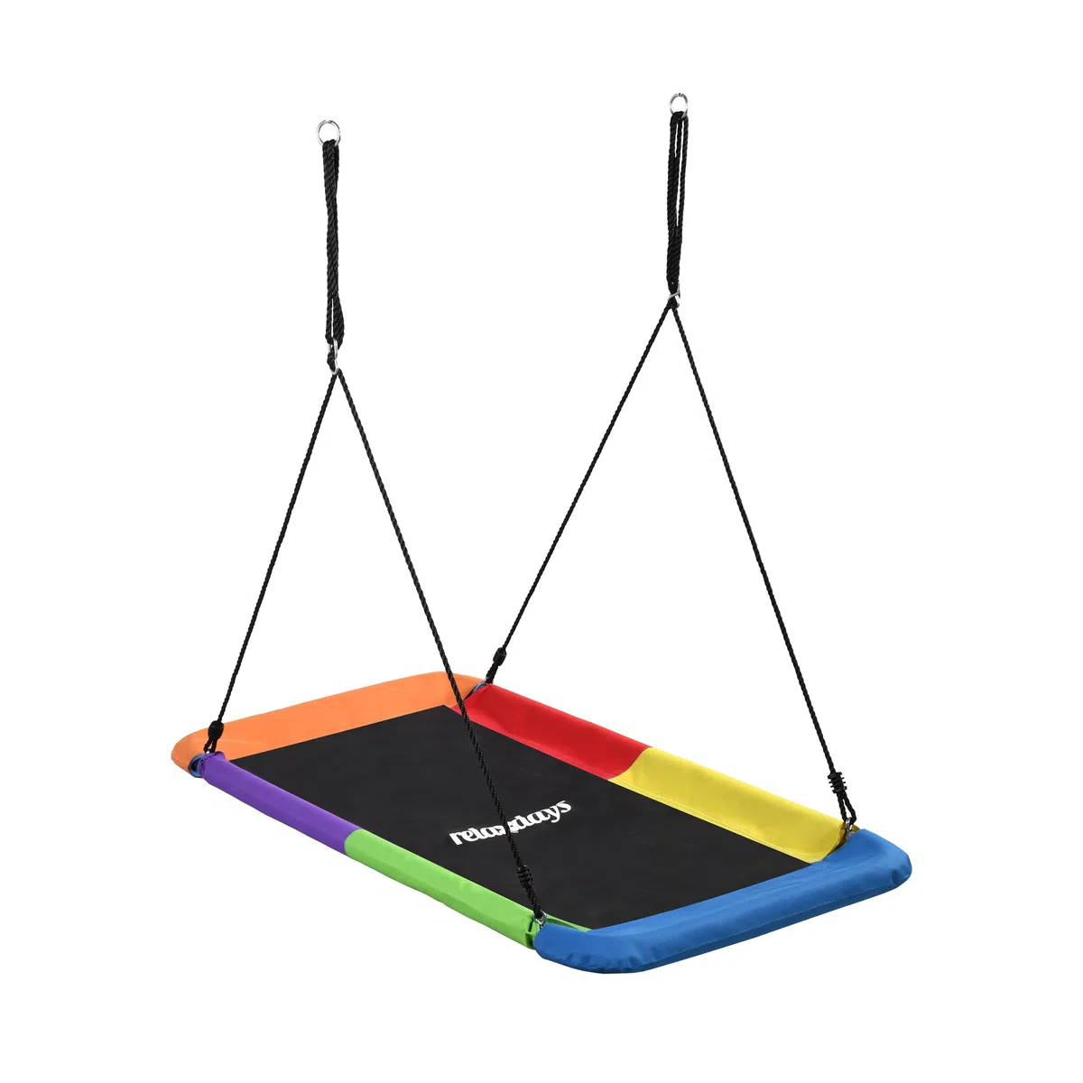 Relaxdays Altalena a Nido Quadrata Multicolore per Bambini e Adulti, 150 kg, Outdoor, 150x80x165 cm