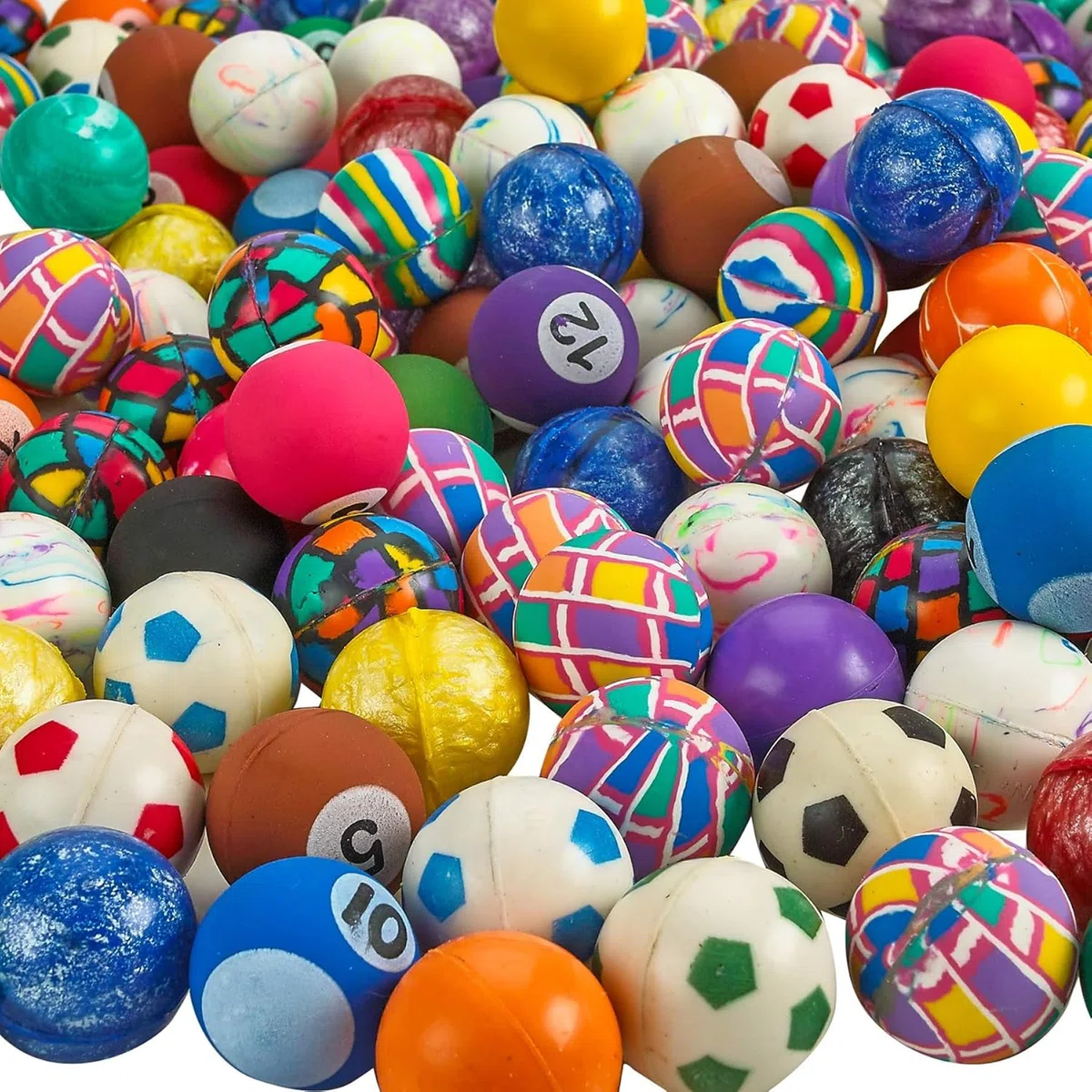 Bedwina Palline rimbalzanti sfuse – Confezione da 250 (27 mm), assortimento misto di piccole palline in gomma colorate ad alto rimbalzo, perfette come bomboniere, premi e regali per bambini
