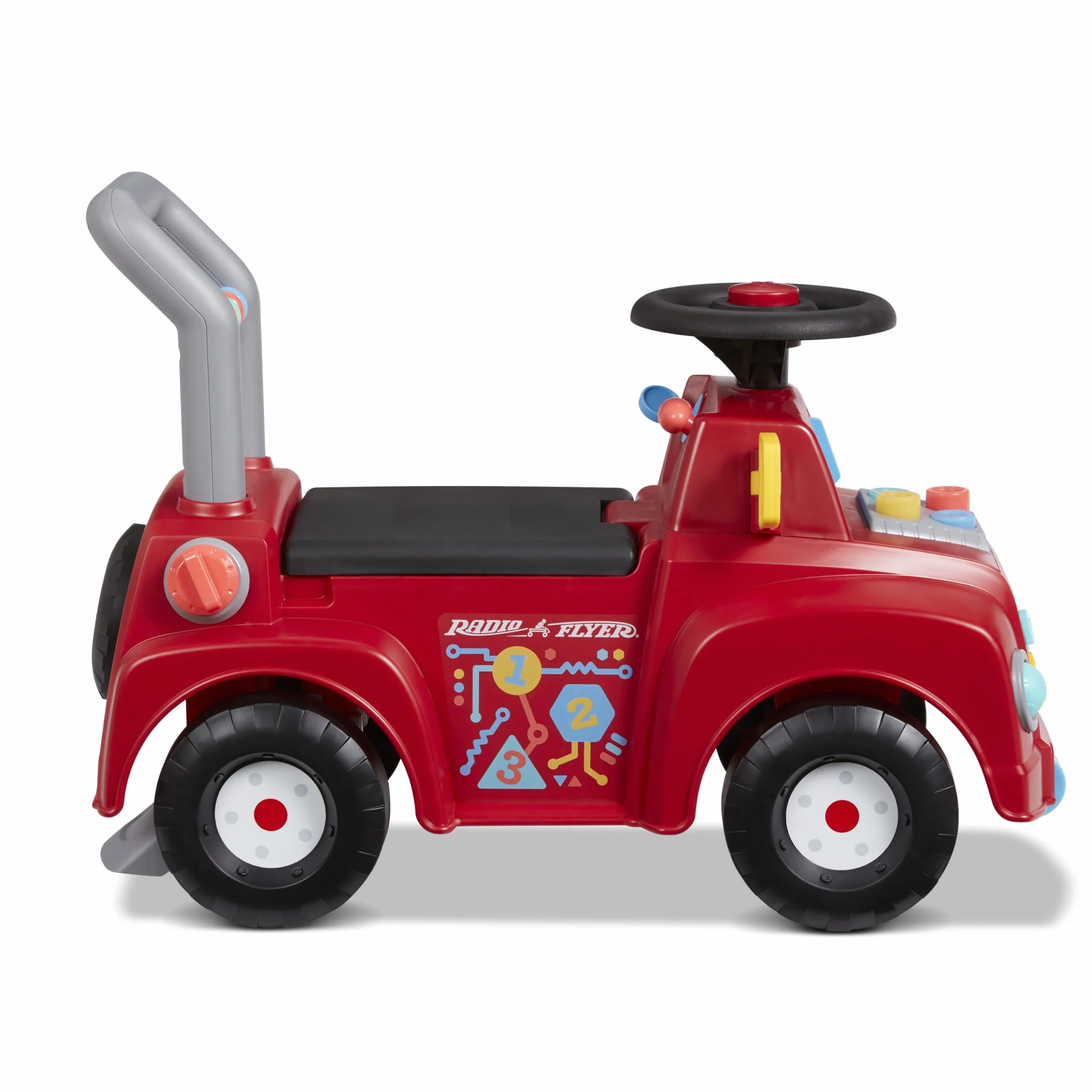 Radio Flyer camioncino con luci e suoni, giocattolo cavalcabile per bambini da 1 a 3 anni, rosso