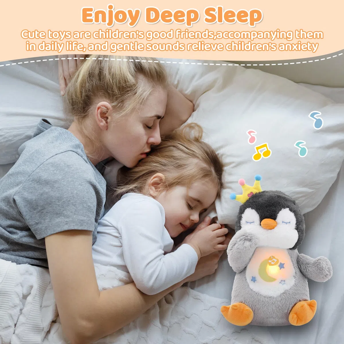 Peluche che respira pinguino con simulazione respirazione musica luce notturna