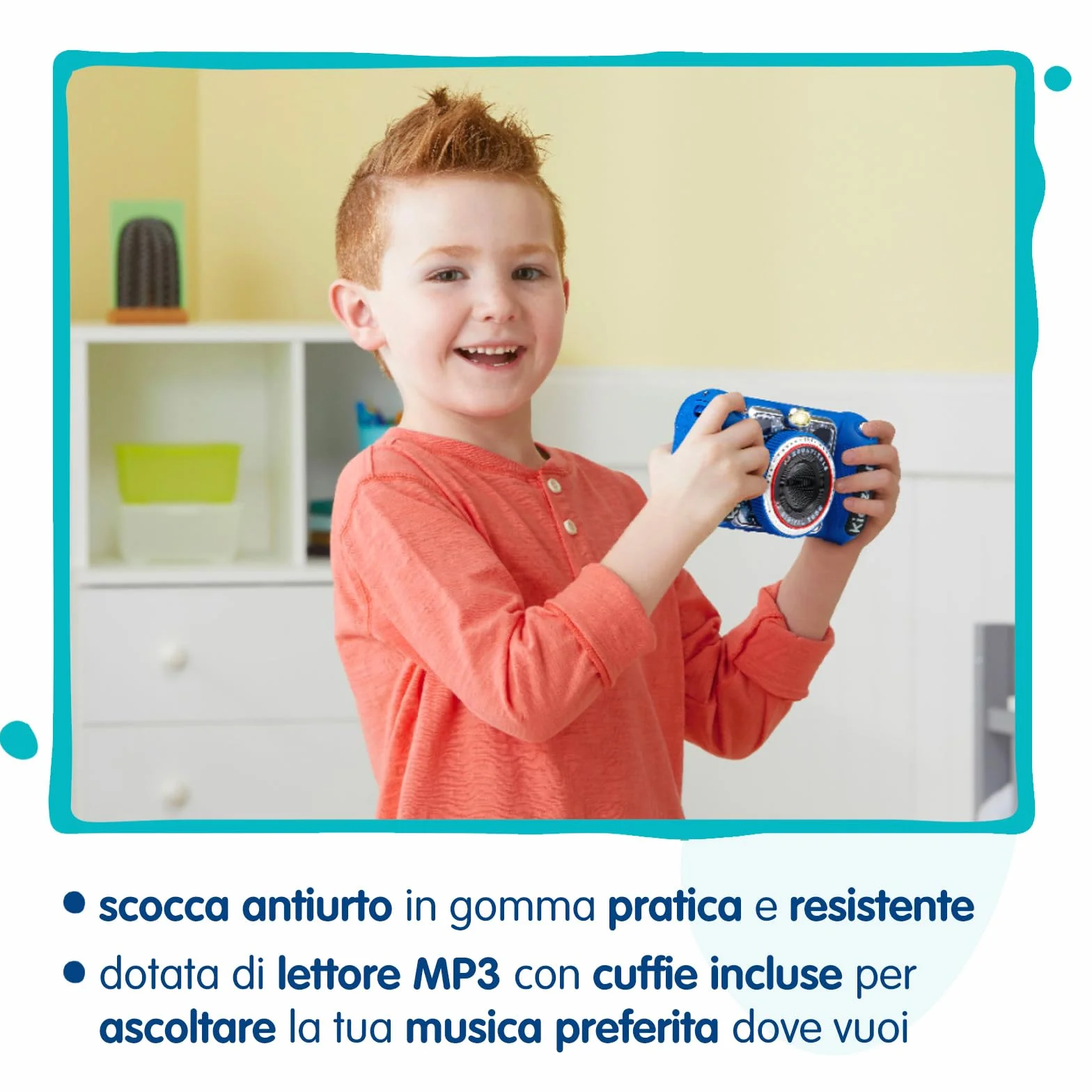 VTech Kidizoom Duo DX Blu, Macchina Fotografica per Bambini con +75 Filtri, Foto e Video, Doppia Fotocamera Anteriore e Posteriore, Scocca Antiurto, Lingua Italiana, Batterie Incluse, 3-12 Anni