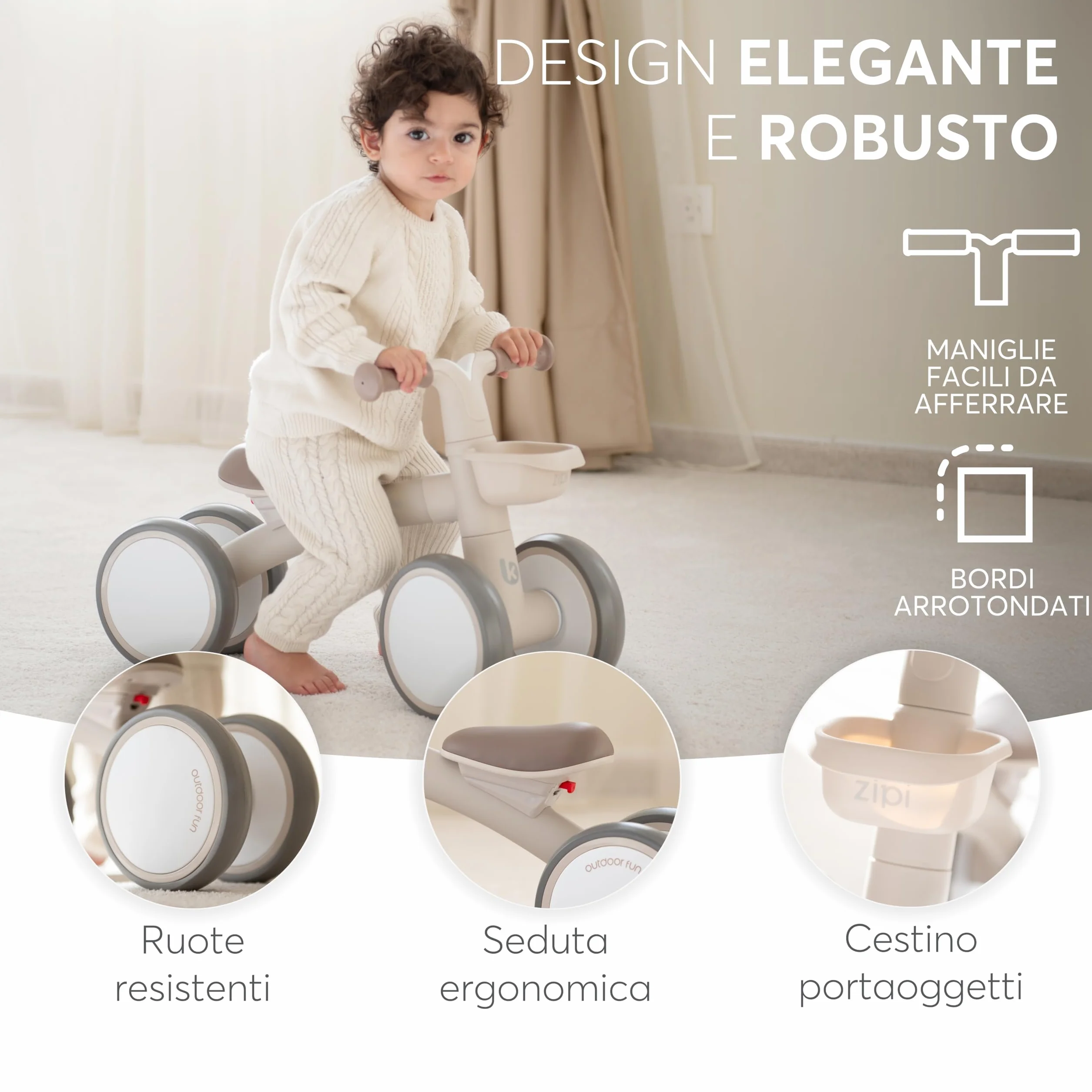 KikkaBoo Bicicleta Sin Pedales ZIPI, Correpasillos Bebé 1 Año, Bicicleta Equilibrio, Bici Bebé con Canasta, Ajustable, Juguete para Niños, Regalo Bebé, Rosa