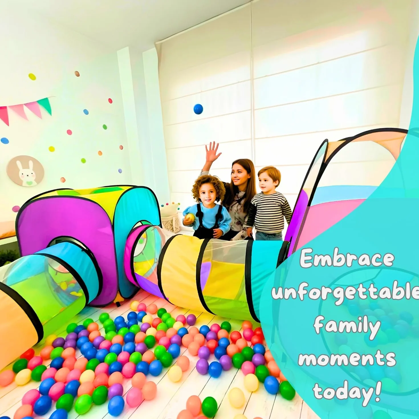 Tenda e Tunnel da Gioco Bambini 4 in 1 Pop Up con Ball Pool e Borsa Trasporto