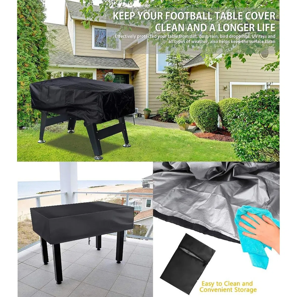 Copertura per Tavolo Calcio,Impermeabile Coperture Protezione per Biliardino per Esterni Interni, Rettangolari Telo Protettiva Custodia per Foosball Table da Esterno(Size:142 x 132 x 38cm,Color:Beig