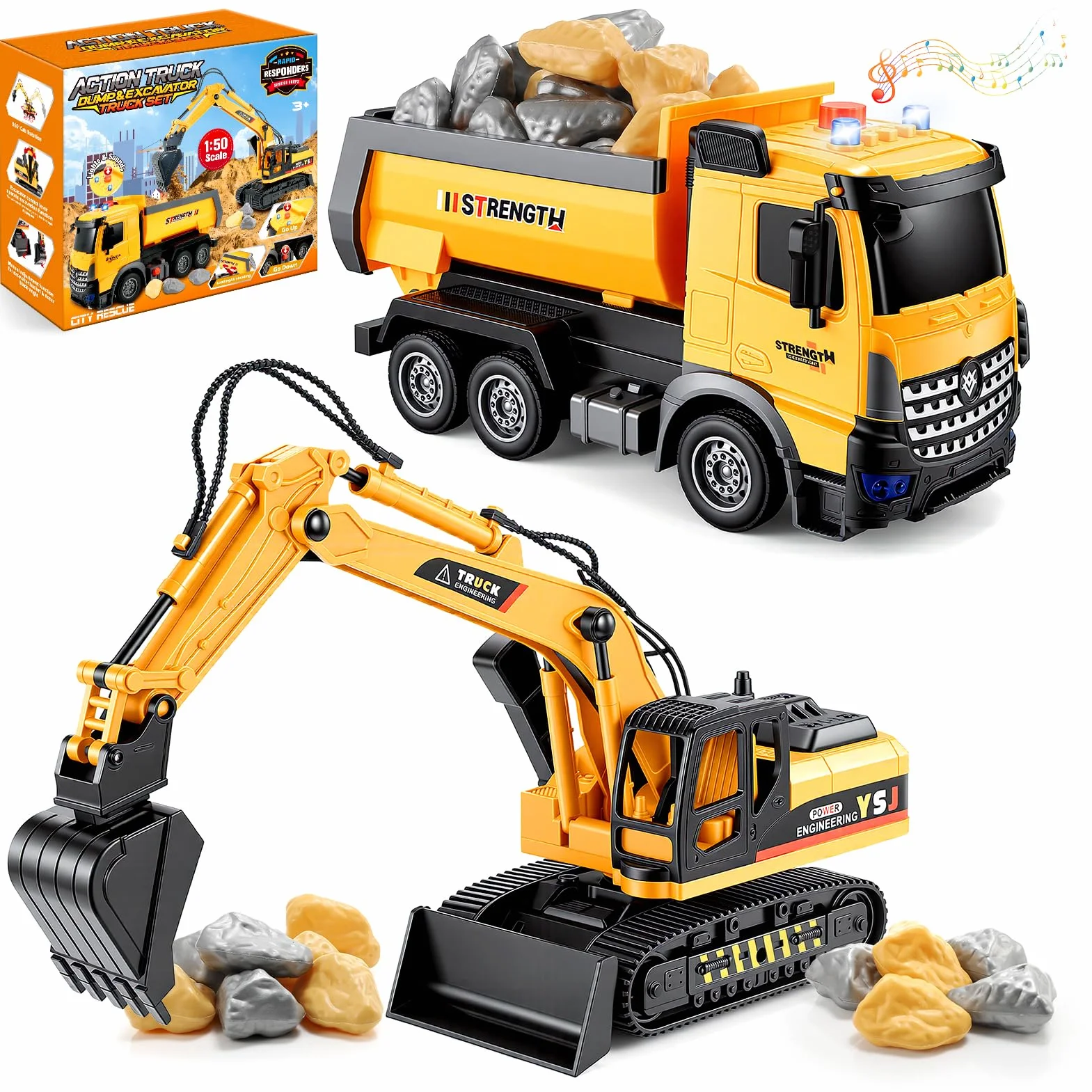 EUCOCO Giochi Bambini 3 4 5 6 7 8 Anni, Ruspa Escavatore Camion Giocattolo Per Bambini Regalo Bambino 3-8 Anni Macchinine Per Bambini Giocattolo Bambino 3-8 Anni Regali Compleanno Bambini Bambino