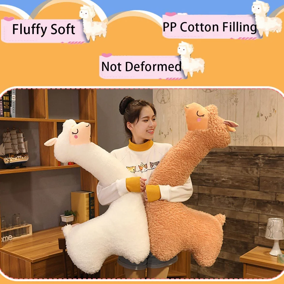 GONOMA Peluche Di Alpaca A Collo Lungo, Morbido Cuscino Di Alpaca Peluche, Soffice Giocattolo Di Alpaca, Compleanno, Regalo Di Natale(White, 75cm)