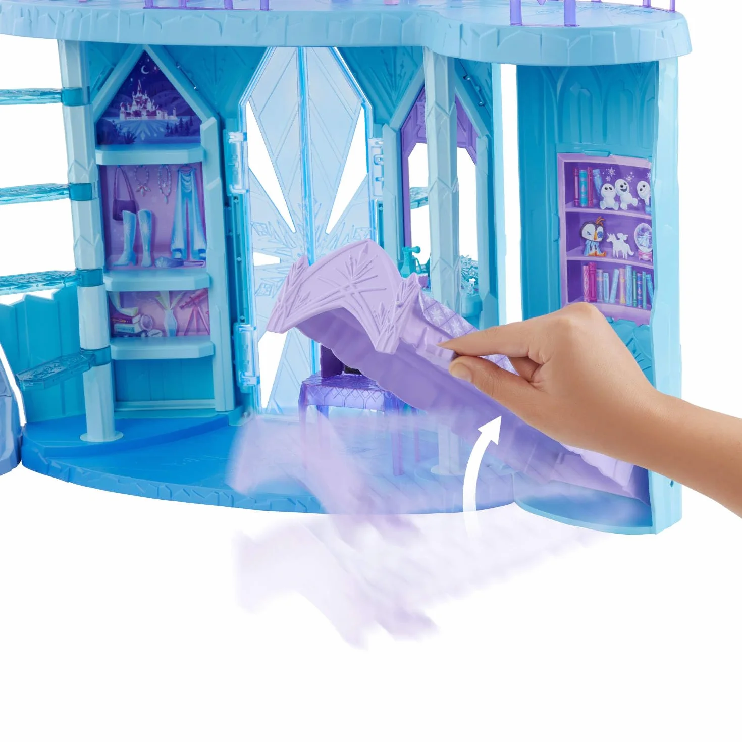 Mattel Disney Frozen - Palazzo di Ghiaccio di Elsa, set con personaggio Olaf e 21 accessori inclusi, 5 aree di gioco ispirate ai film, giocattolo per bambini, 3+ anni, JGG41