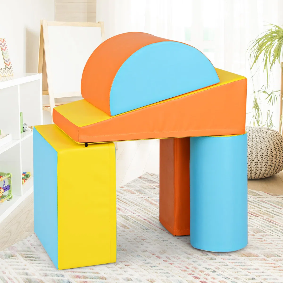 COSTWAY Set di 5 Blocchi per Arrampicata, Giocattolo per Bambini, Forme e Colori Diversi