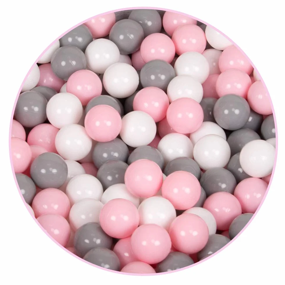 SELONIS Piscina Soffice per Bambini 90X30cm/200 Palline Rotonda, Grigio Ch:Bianco/Rosa