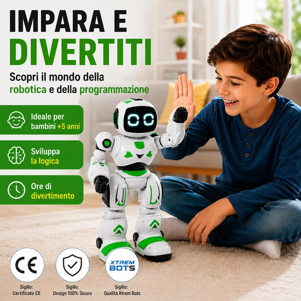 Xtrem Bots - Bionic | Robot Giocattolo | Robot Bambini | Telecomandato E Programmabile | Giochi Bambini 5 Anni O Più | Regalo Bambino 5 Anni