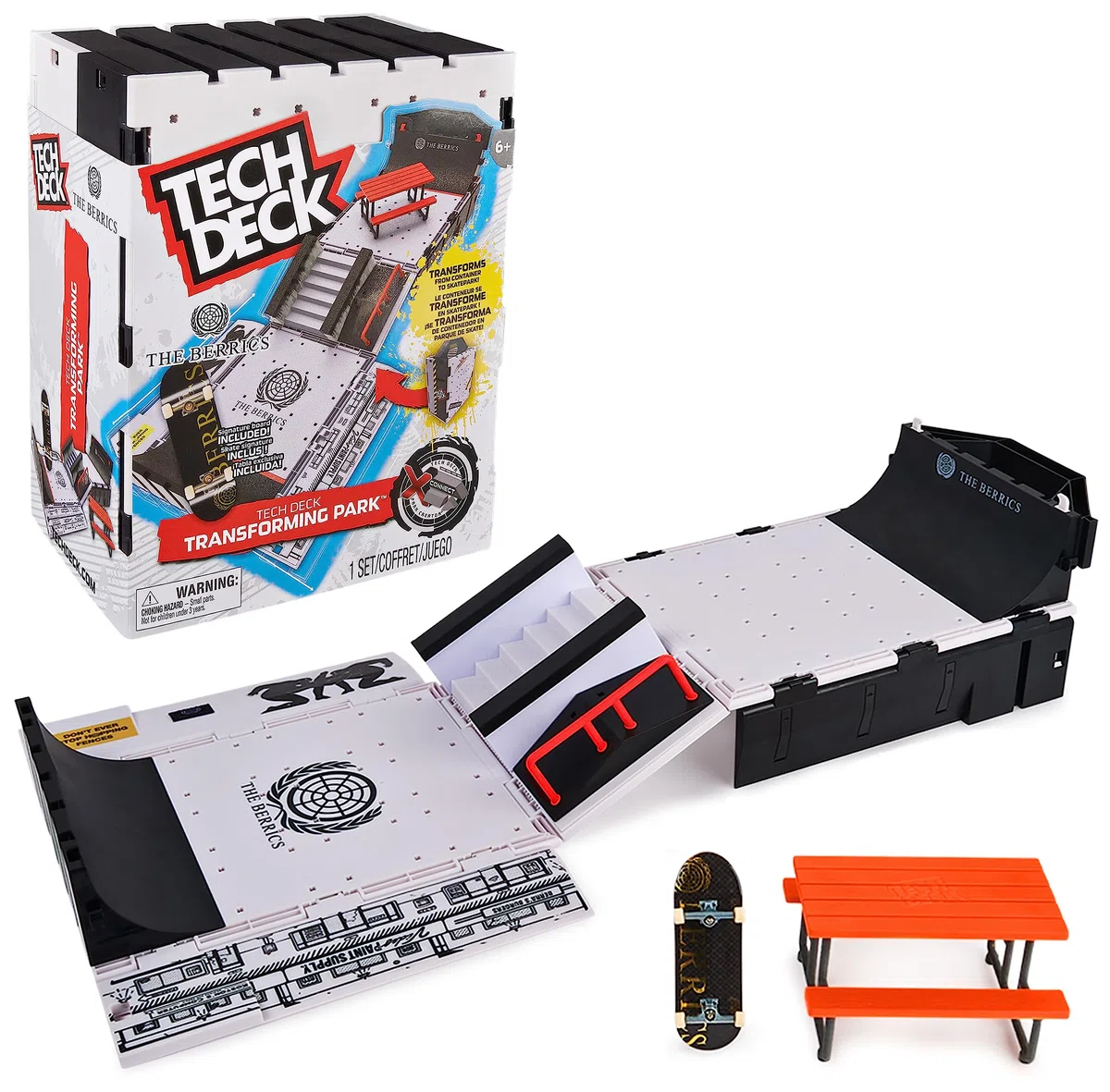 Tech Deck, The Berrics Transforming Park, X-Connect Park Creator, Set di Gioco Pieghevole Largo 76 cm con Custodia e Fingerboard Speciale, Giocattolo per Bambini da 6 Anni in su