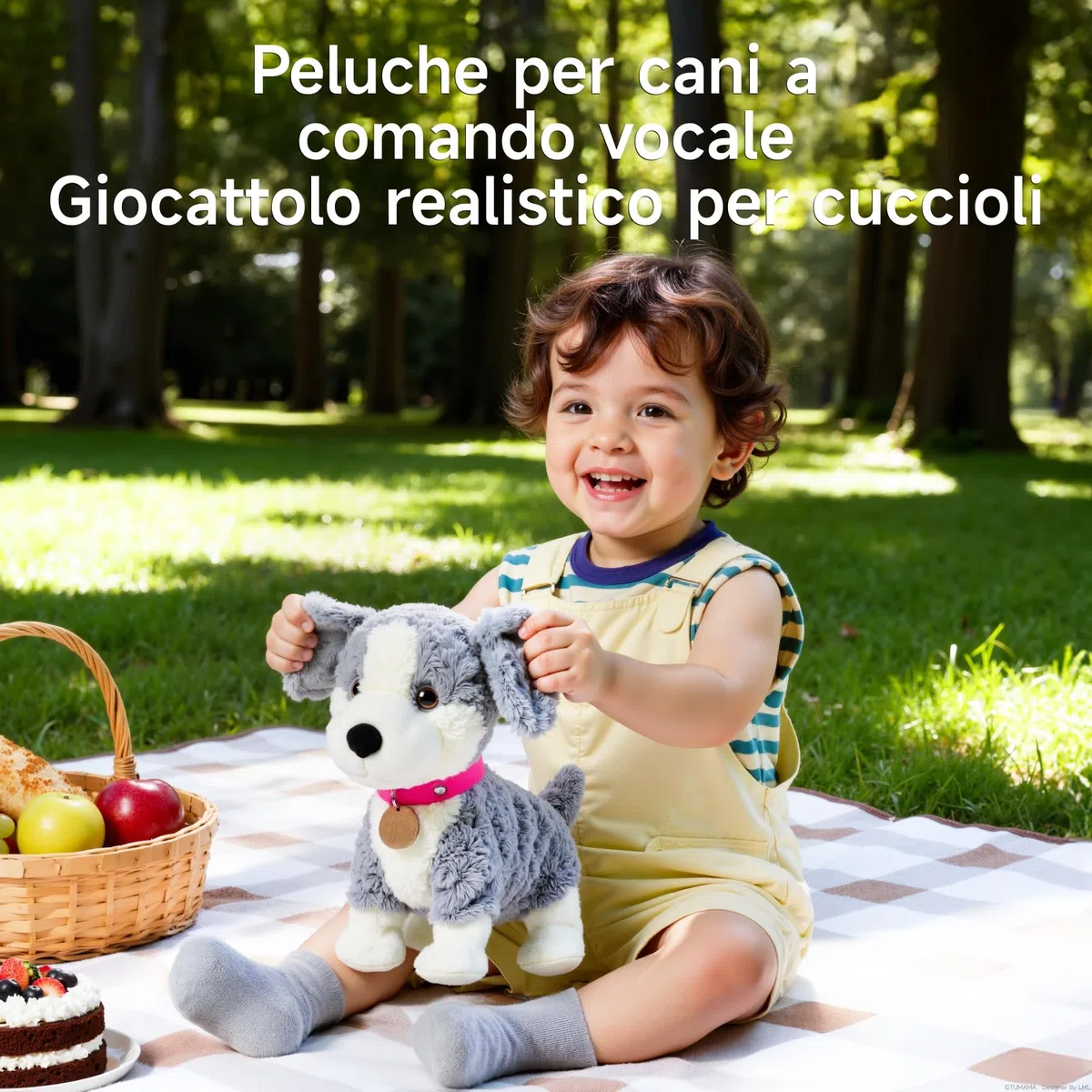 Cane Giocattolo Interattivo Elettronico Peluche con Controllo Vocale, Cammina e Abbaia, Regalo per Bambini 3+