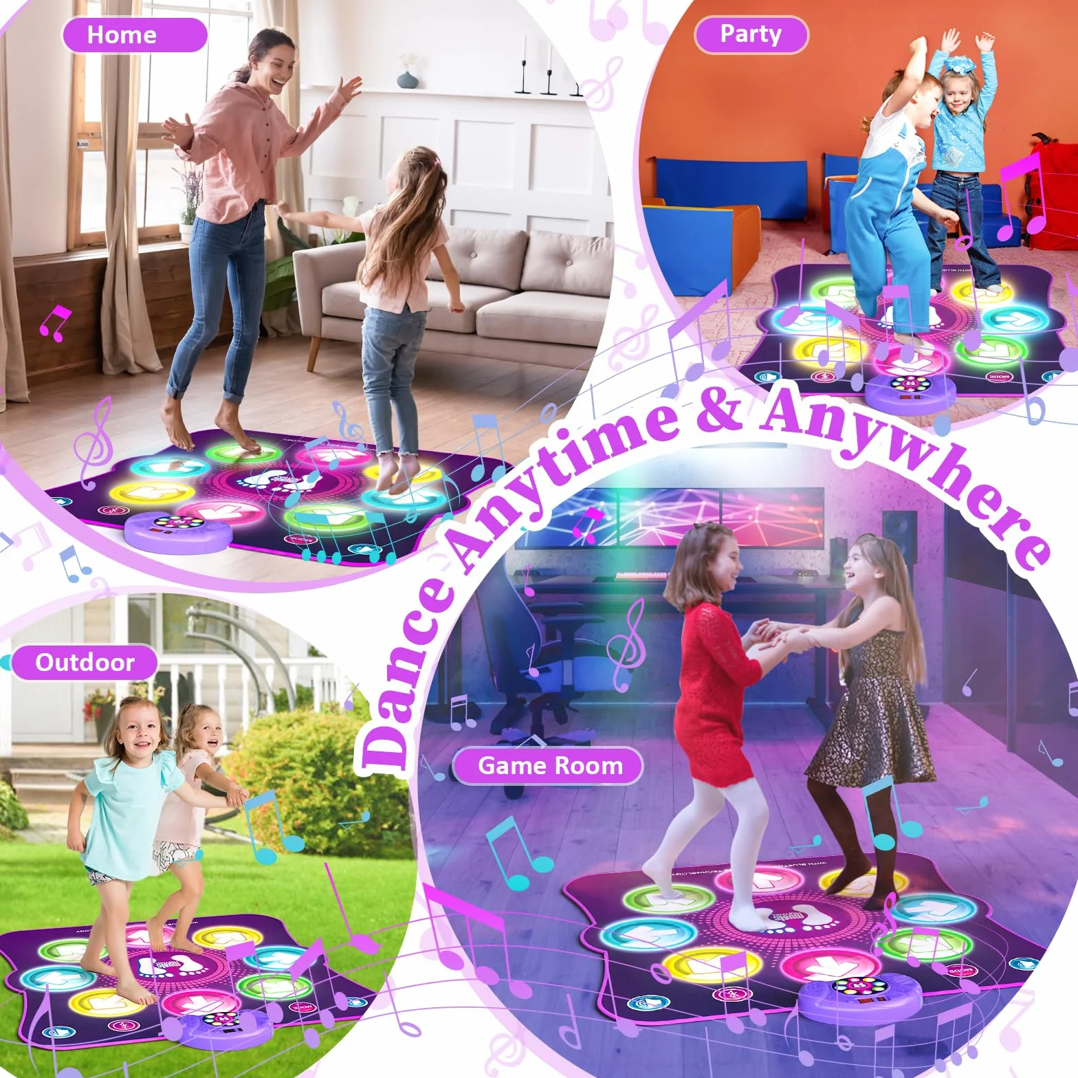LEAPRCSTORE Tappetino da Ballo Giocattolo per Bambini,Tappeto da Ballo Illuminato con 8 LED, 6 modalità di Gioco, Batteria Inclusa, Regali di Natale di Compleanno per Ragazze 3 4 5 6 7 8 9 10+