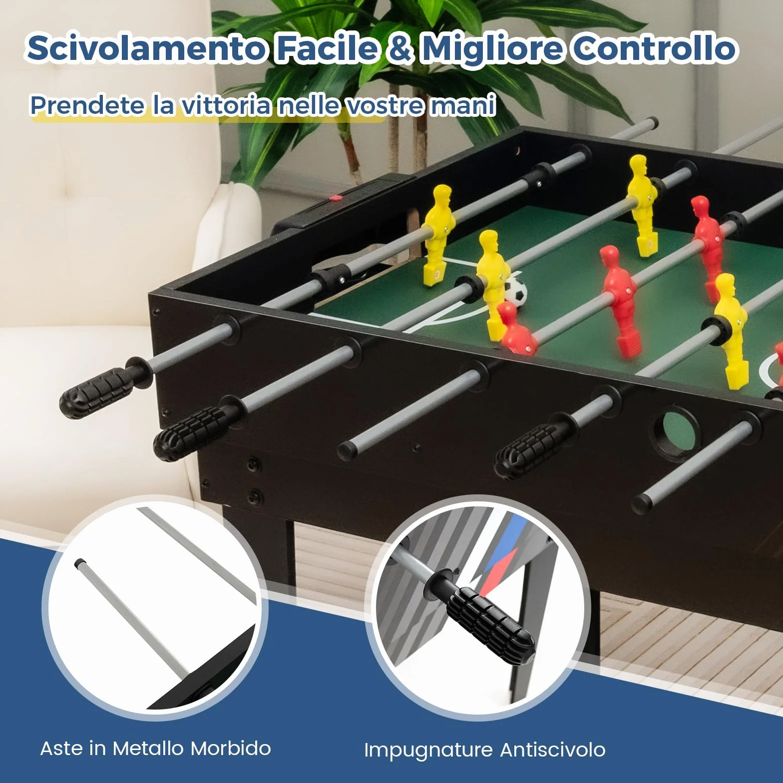 COSTWAY 4 in 1 Tavolo Multigioco, Calcio Balilla/Tavolo da Biliardo/Ping Pong/Air Hockey, Calcetto Multigioco Impilabile per Casa Feste Bar, 125x97x83 cm