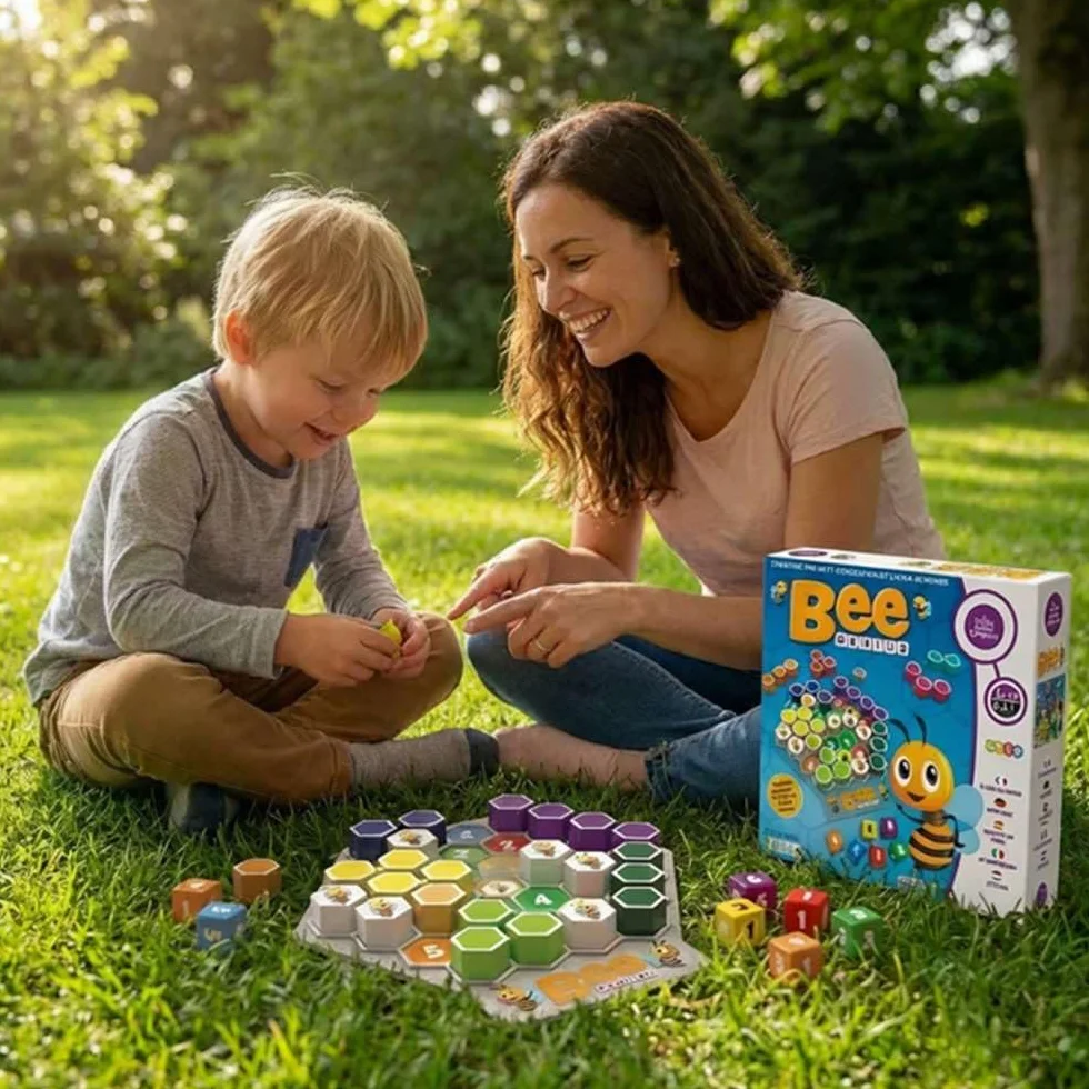 The Happy Puzzle Company Bee Genius Game - 46.656 sfide puzzle per i puzzle più giovani - Puzzle di logica STEM Risorse educative per l'apprendimento precoce - Giochi intelligenti per bambini e