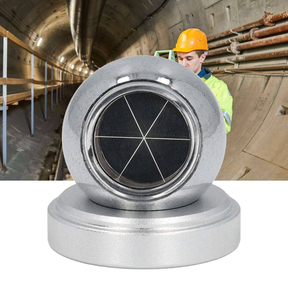 Brrnoo Prisma Sferico per Stazione Totale Compatto, Vetro K9, Prisma Sferico in Lega di Alluminio con Base Magnetica, per Misurazioni Ad Alta Precisione, Apparecchiature per Topografia