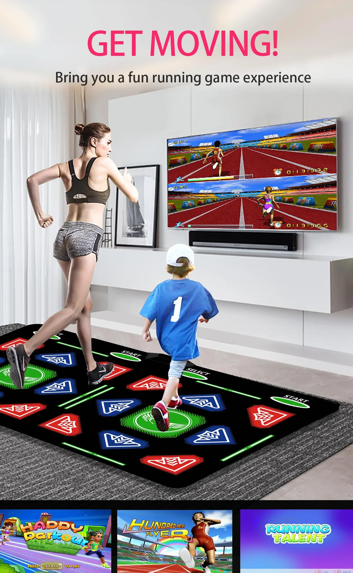 Tappetino da Ballo HDMI per Bambini e Adulti, 64 GB, con 1000 Giochi, 885 Canzoni e 81 MTV, Morbido Tappetino Fitness in Flanella per Yoga, Corsa, Aerobica, Sport e Puzzle, Perfetto Compleanno
