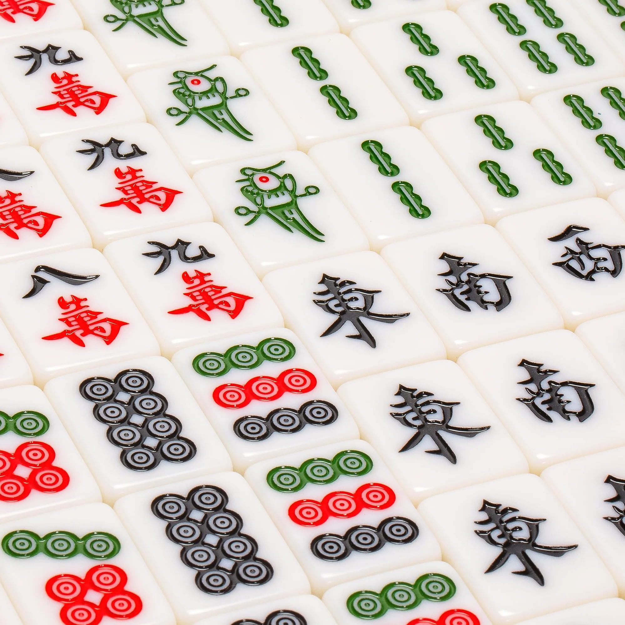 Yellow Mountain Imports Set Mahjong cinese "Emerald Weave" 146 piastrelle 40 mm custodia vinile