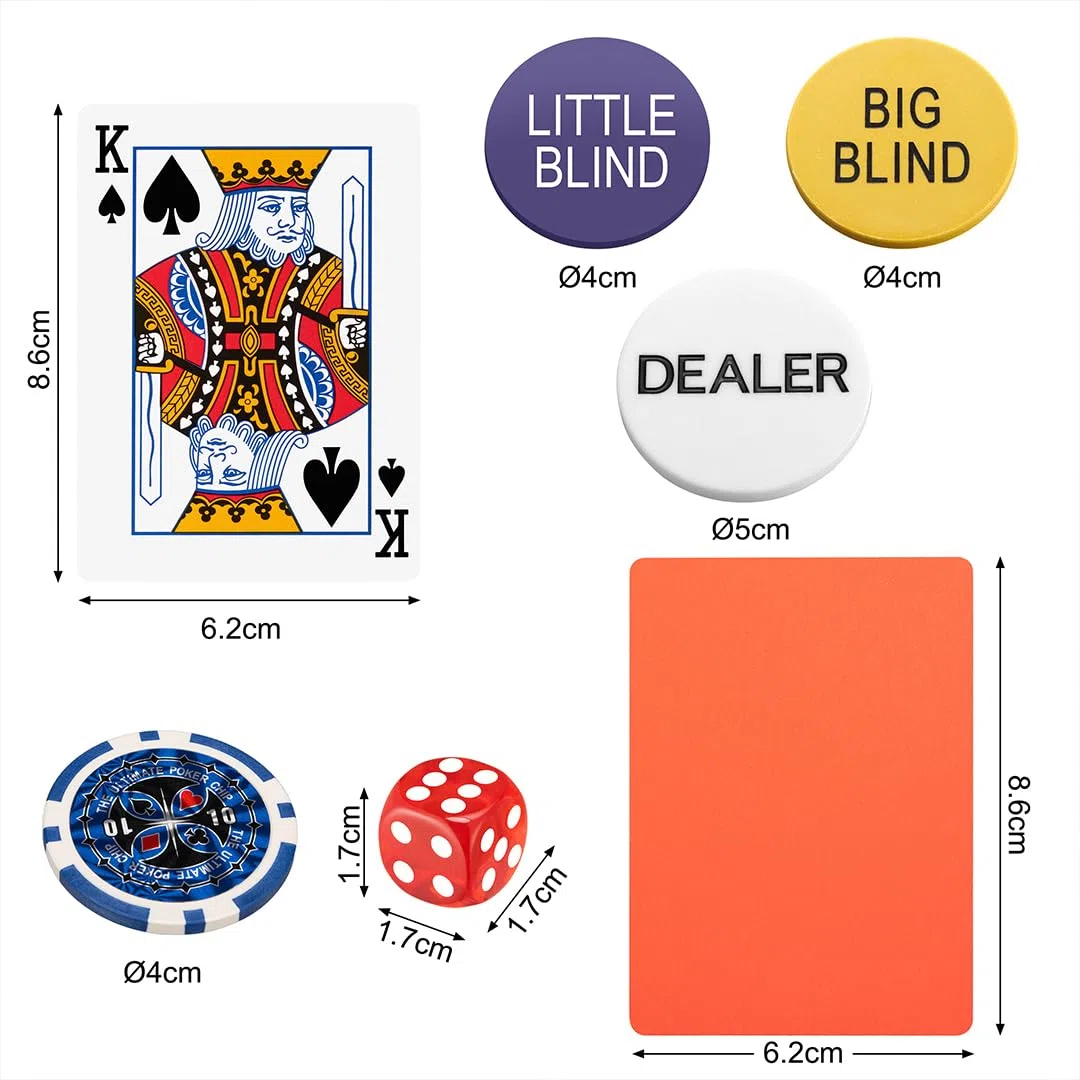 BAKAJI Set Valigetta da Poker in Alluminio con 300 Fiches Chip, Confezione da Gioco Professionale, 2 Mazzi di Carte, 5 Dadi, Pulsante Dealer, Valigia Alta Qualità Ideale per Texas Hold'em e Blackjack