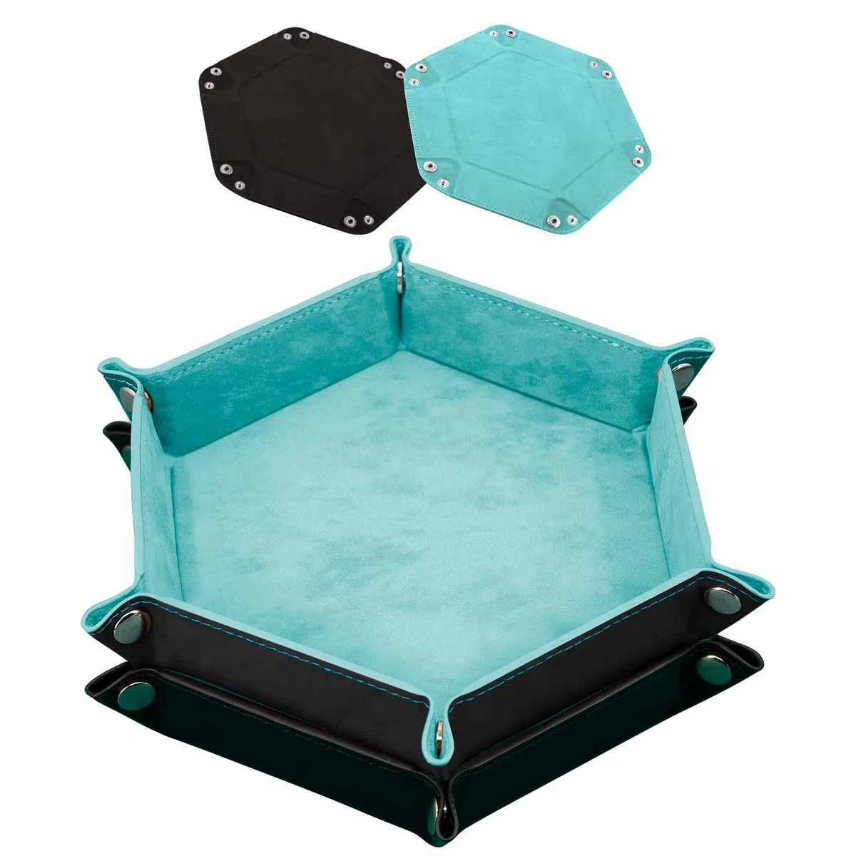 SIQUK 2 Pezzi Tavola per Dadi 2 Colori Vassoio PU e Velluto per DND RPG Azzurro Nero