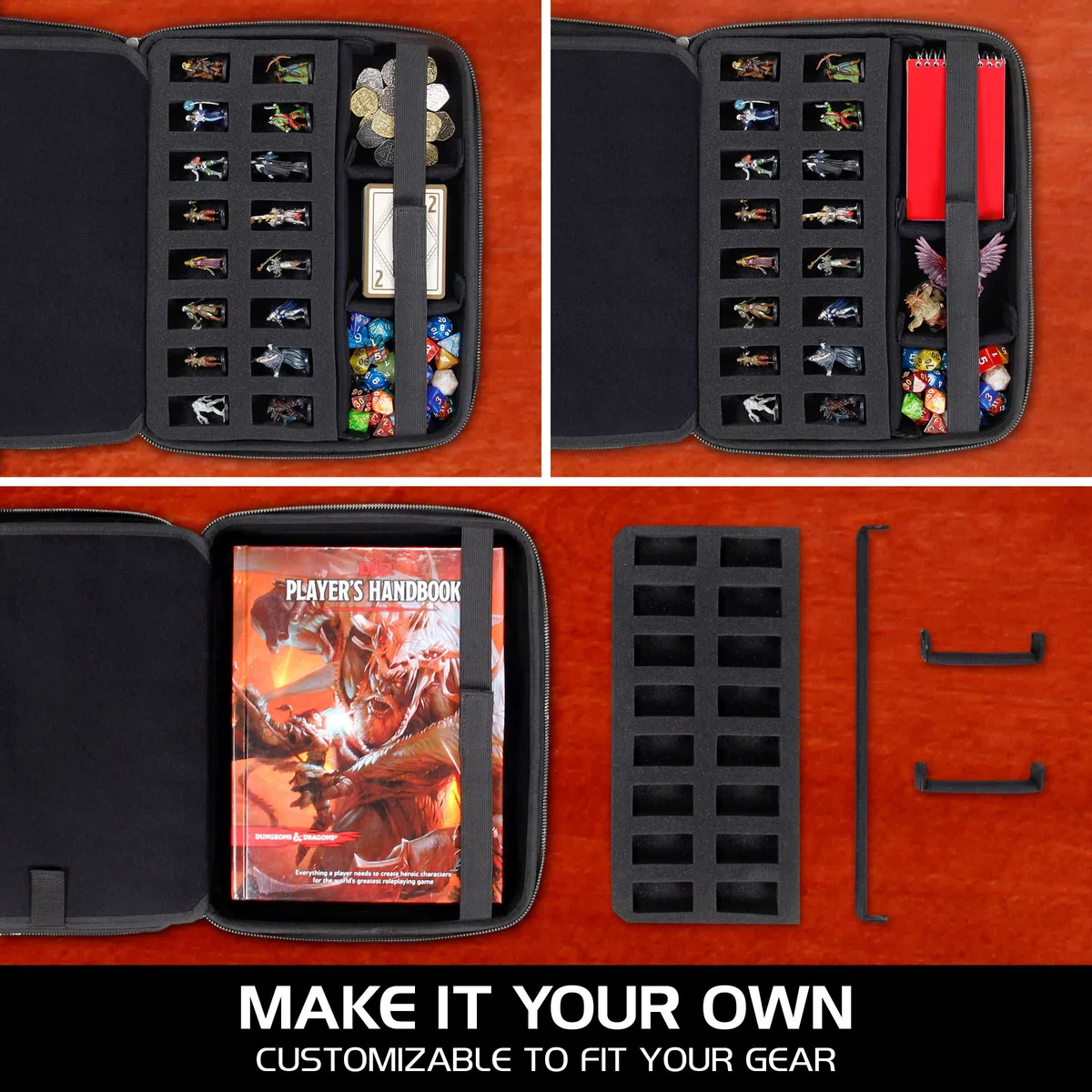 ENHANCE Custodia Organizer per Giochi di Ruolo in Edizione da Collezione - Raccoglitore DND con Supporto per Fogli di Personaggi Integrato e Pannello per Scriba Cancellabile (Dragon Verde)